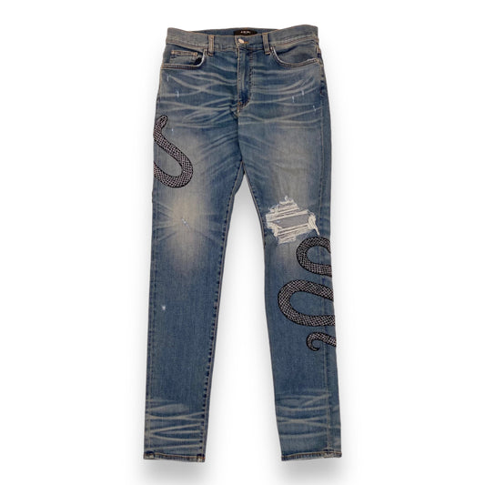 Amiri Glitter Snake Denim Jeans 34w