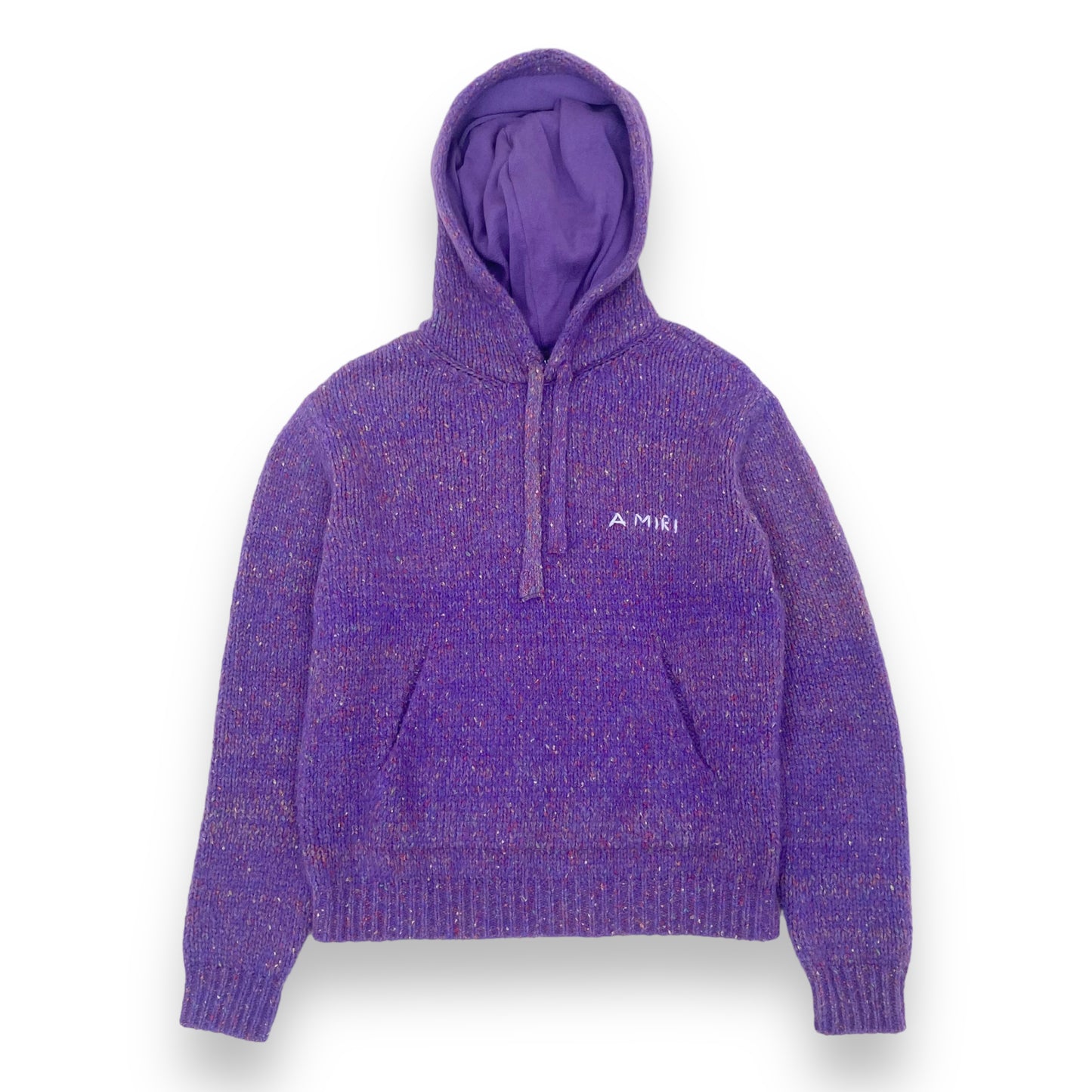 AMIRI ALPACA SPACE DYE KNIT HOODIE PURPLE M