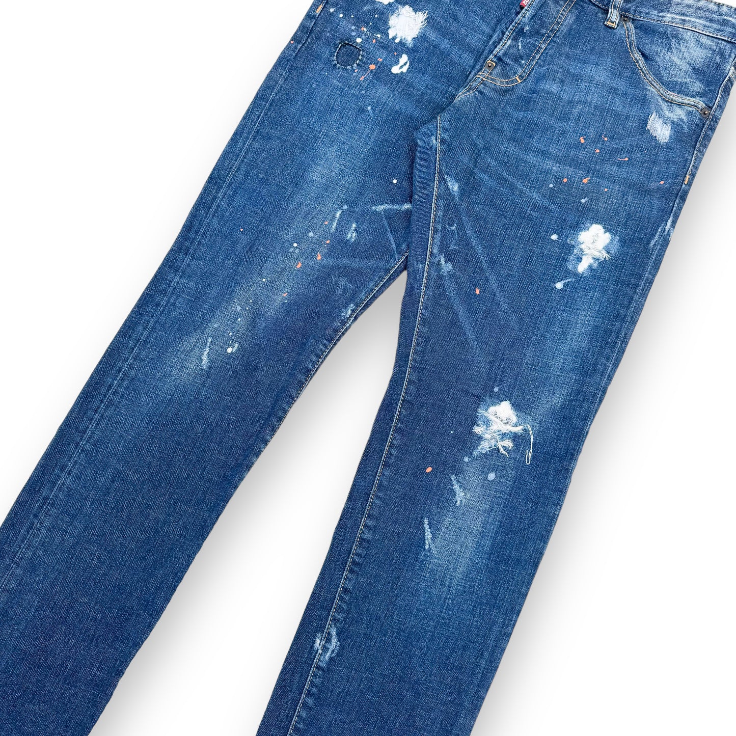 DSQUARED2 DISTRESSED PAINT SPLATTER DENIM JEANS BLUE XL