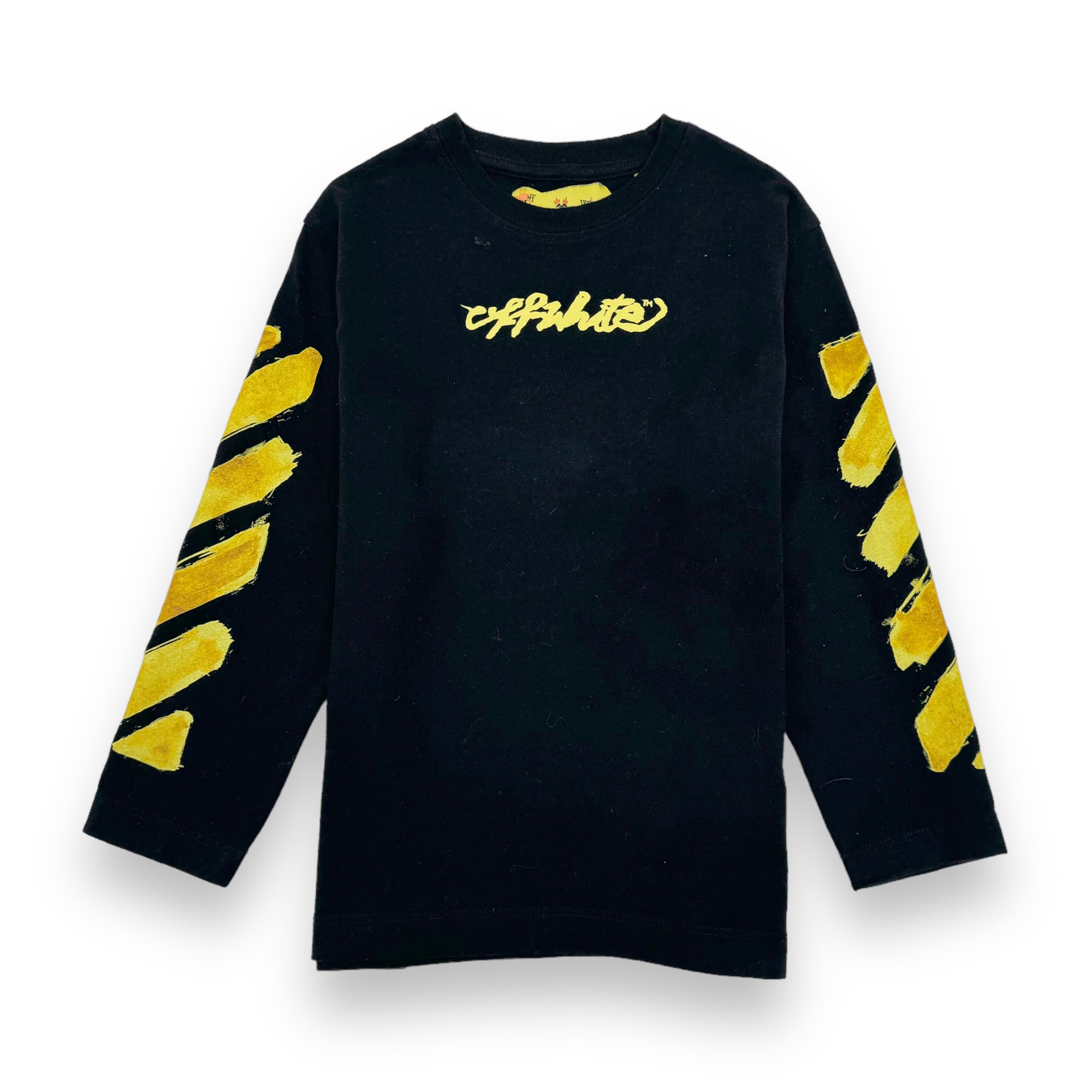 OFF-WHITE LONG-SLEEVE COTTON T-SHIRT BLACK / YELLOW AGE4