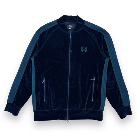 NEEDLES VELOUR TRACK JACKET NAVY / GREEN M