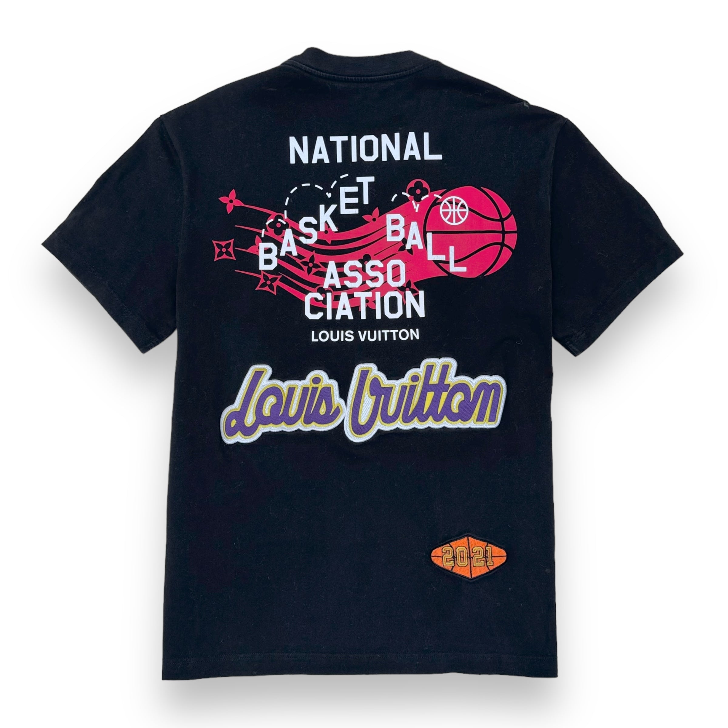 LOUIS VUITTON X NBA EMBROIDERED PATCH T-SHIRT BLACK L