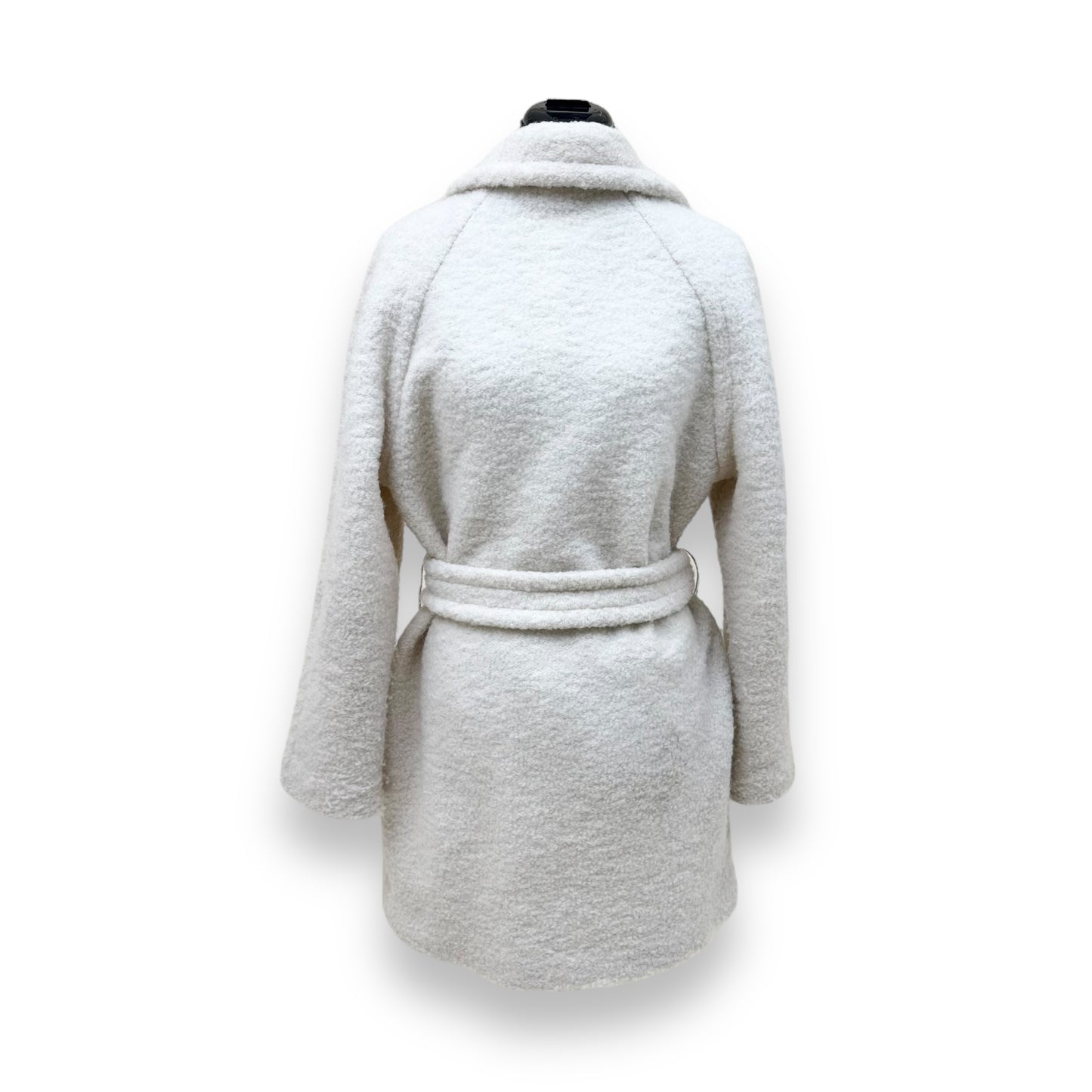 GANNI WOOL BLEND BOUCLÉ COAT WHITE M