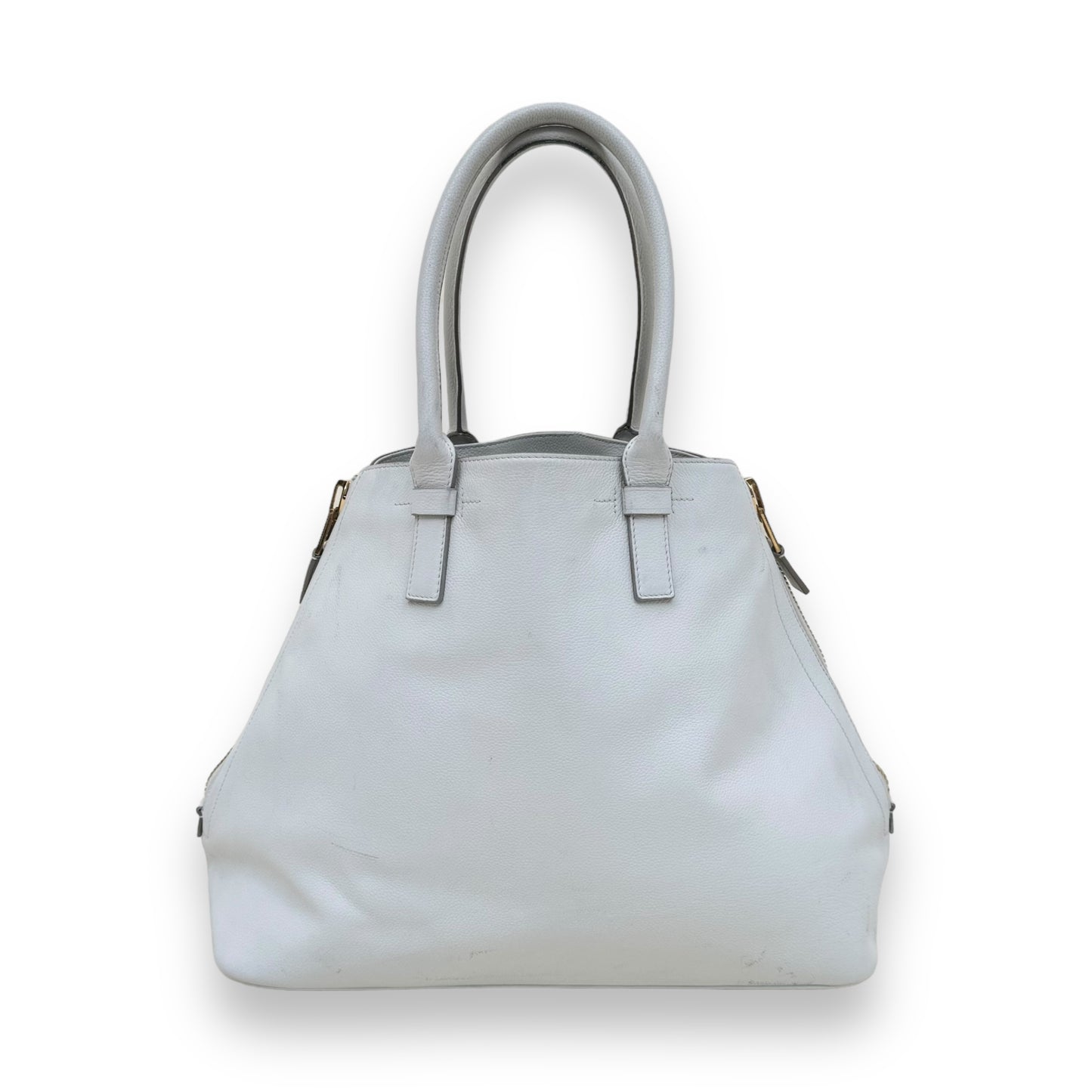 TOM FORD JENNIFER ZIP TOTE LEATHER BAG WHITE / GOLD M