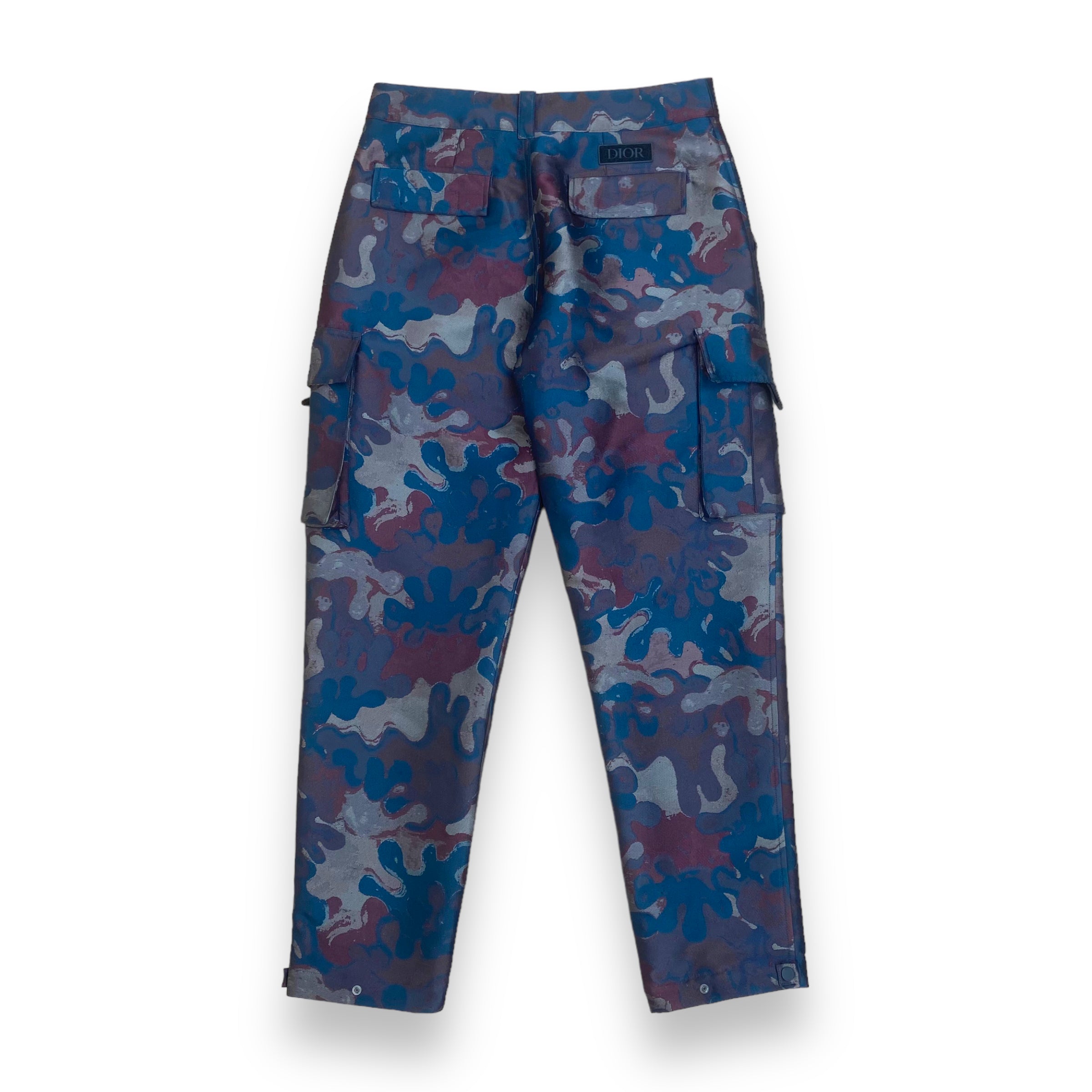 DIOR X PETER DOIG SS21 JACQUARD CAMOFLAGE CARGO TROUSERS M
