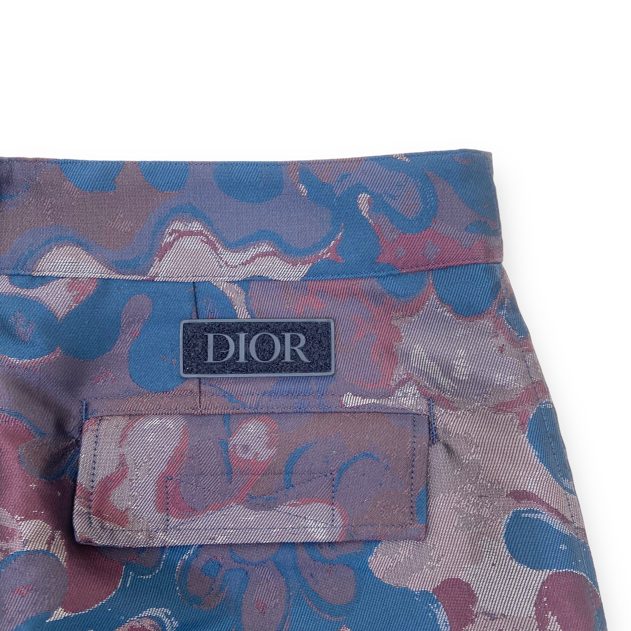 DIOR X PETER DOIG SS21 JACQUARD CAMOFLAGE CARGO TROUSERS M