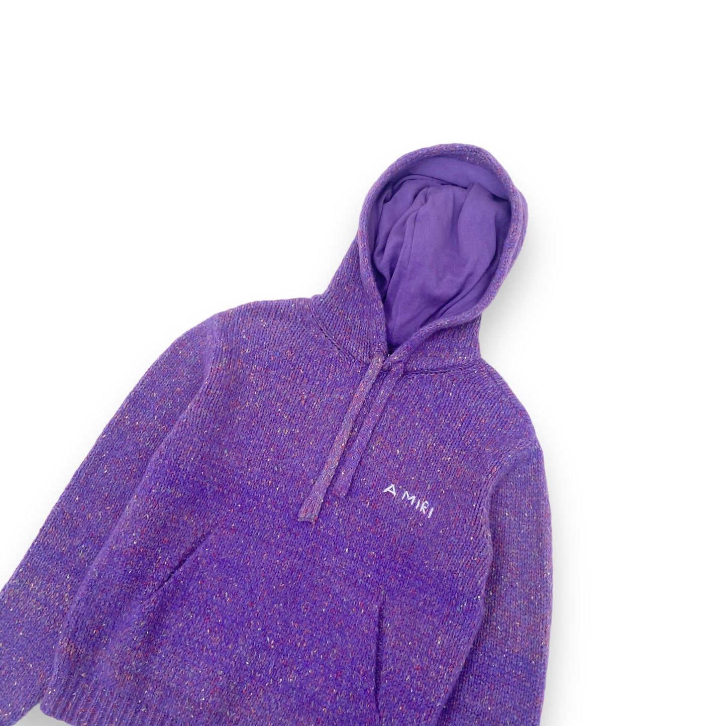 AMIRI ALPACA SPACE DYE KNIT HOODIE PURPLE M