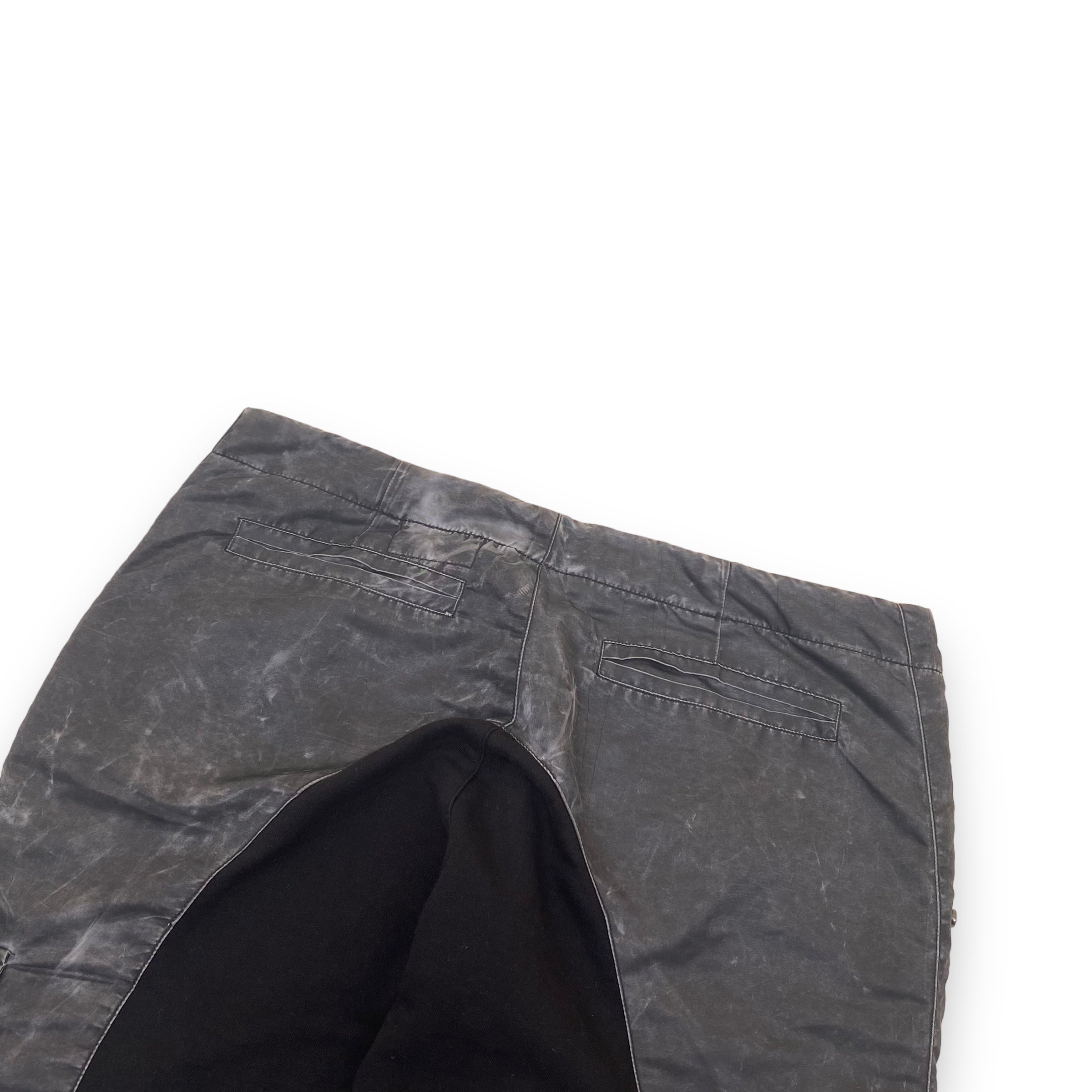 GREG LAUREN WASHED SATIN 50/50 SLIM LOUNGE TROUSERS BLACK M