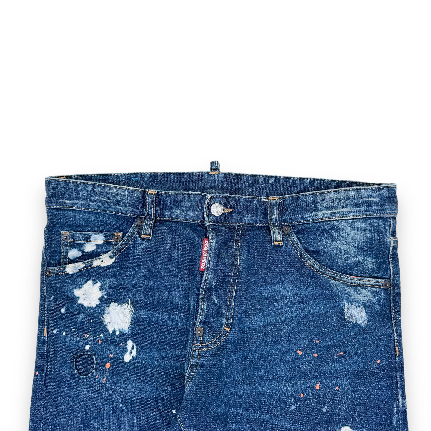 DSQUARED2 DISTRESSED PAINT SPLATTER DENIM JEANS BLUE XL