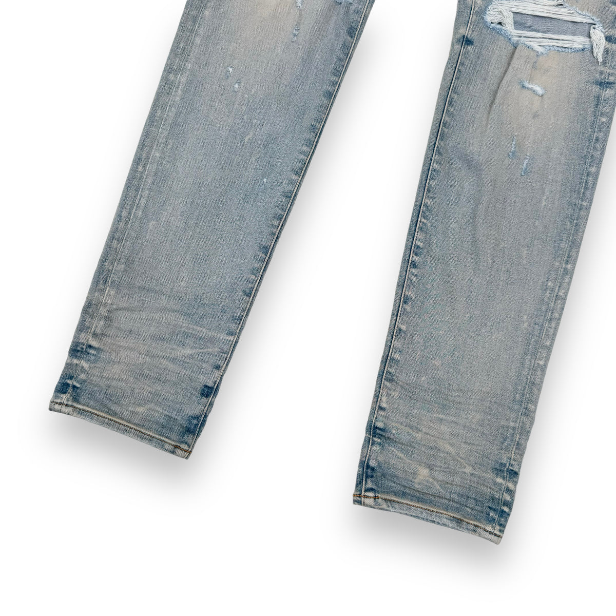 AMIRI THRASHER PLUS STRETCH-DENIM DISTRESSED JEANS BLUE 36W