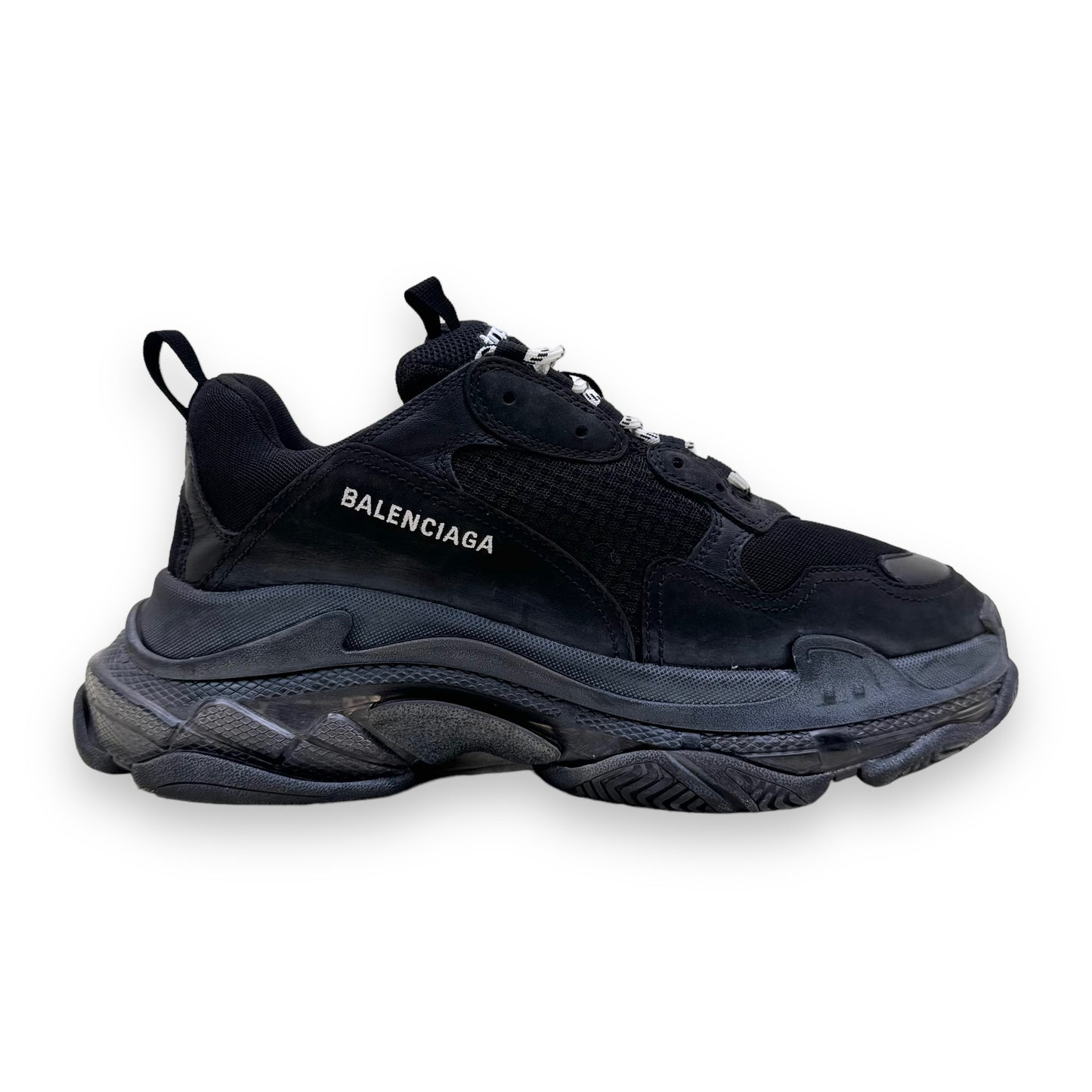 BALENCIAGA TRIPLE S CLEAR SOLE SNEAKER BLACK UK10