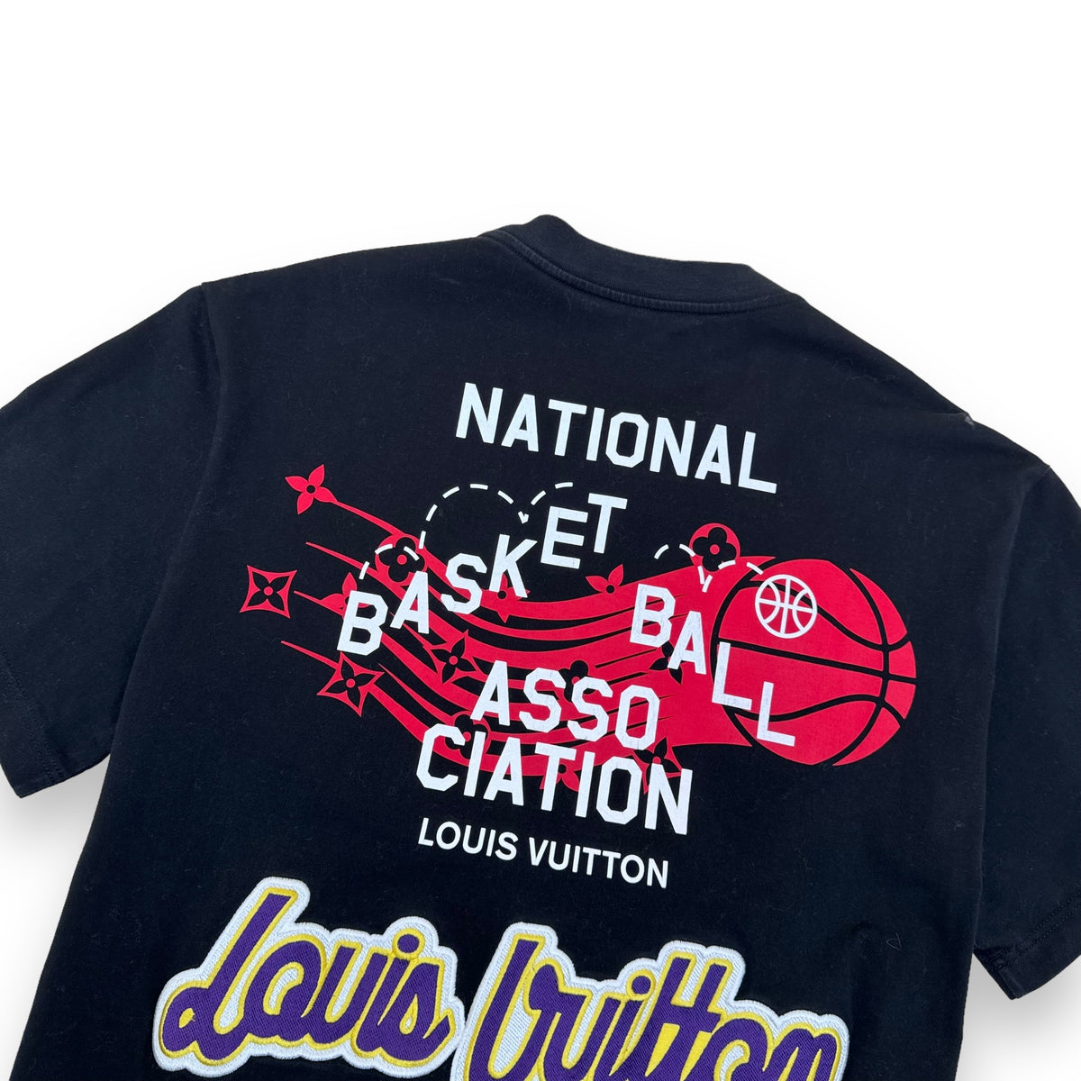 LOUIS VUITTON X NBA EMBROIDERED PATCH T-SHIRT BLACK L