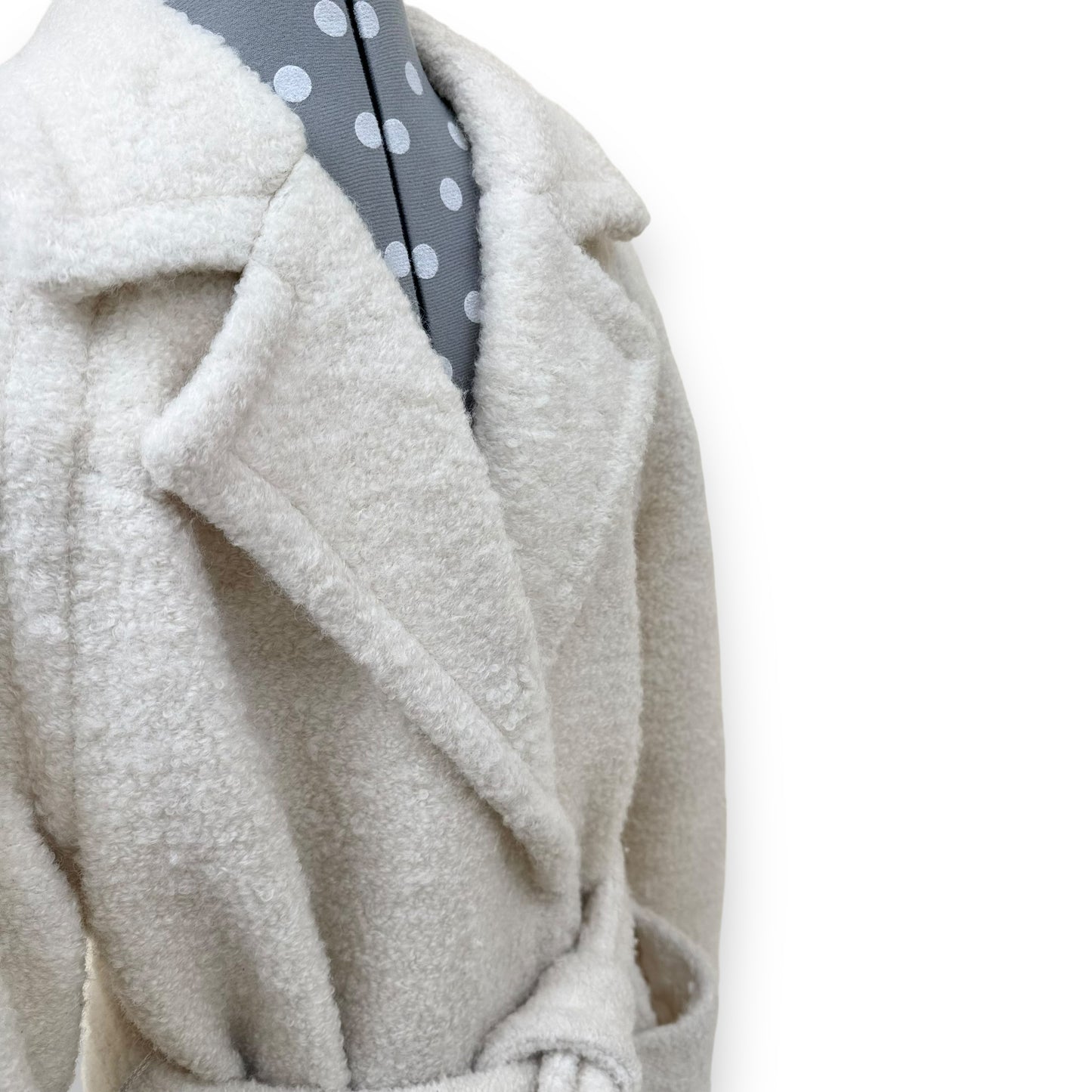 GANNI WOOL BLEND BOUCLÉ COAT WHITE M