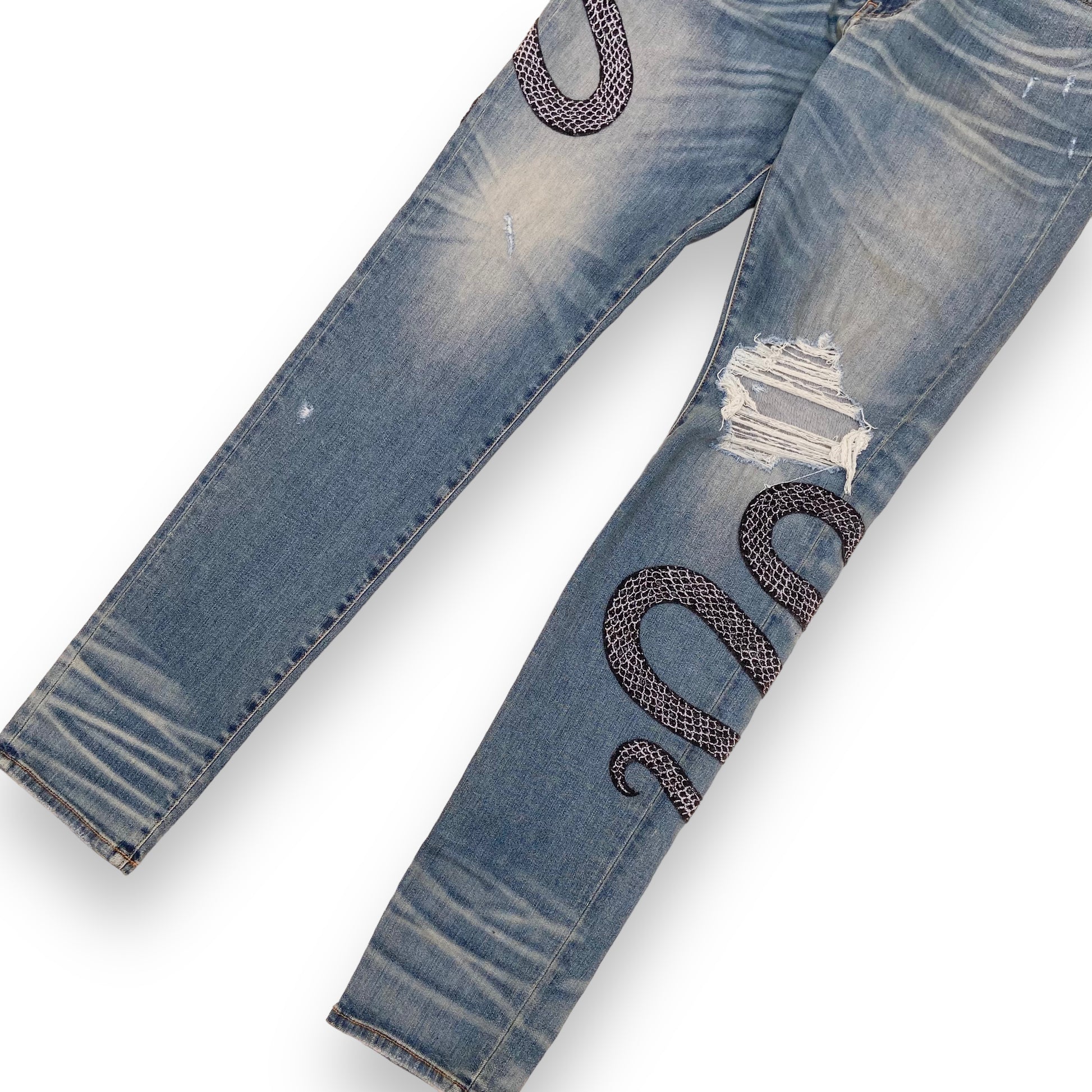 Denim Amiri Snake Patch Amiri Snakeskin Jeans Slim Fit Denim Jeans
