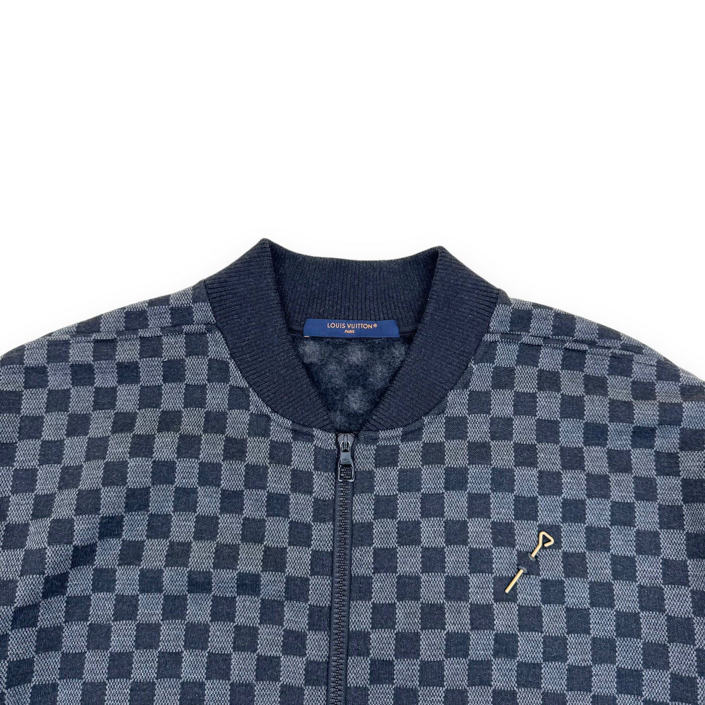 LOUIS VUITTON DAMIER JACQUARD ZIP-THROUGH BOMBER GREY L