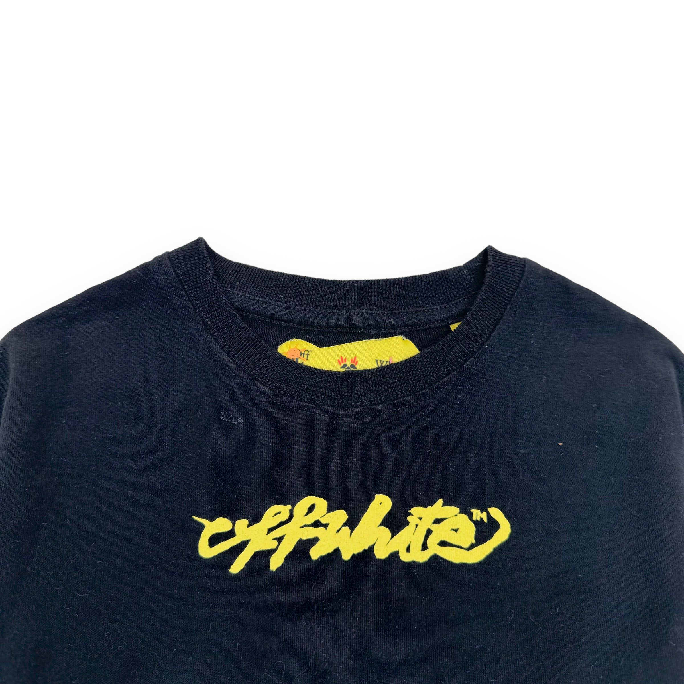 OFF-WHITE LONG-SLEEVE COTTON T-SHIRT BLACK / YELLOW AGE4