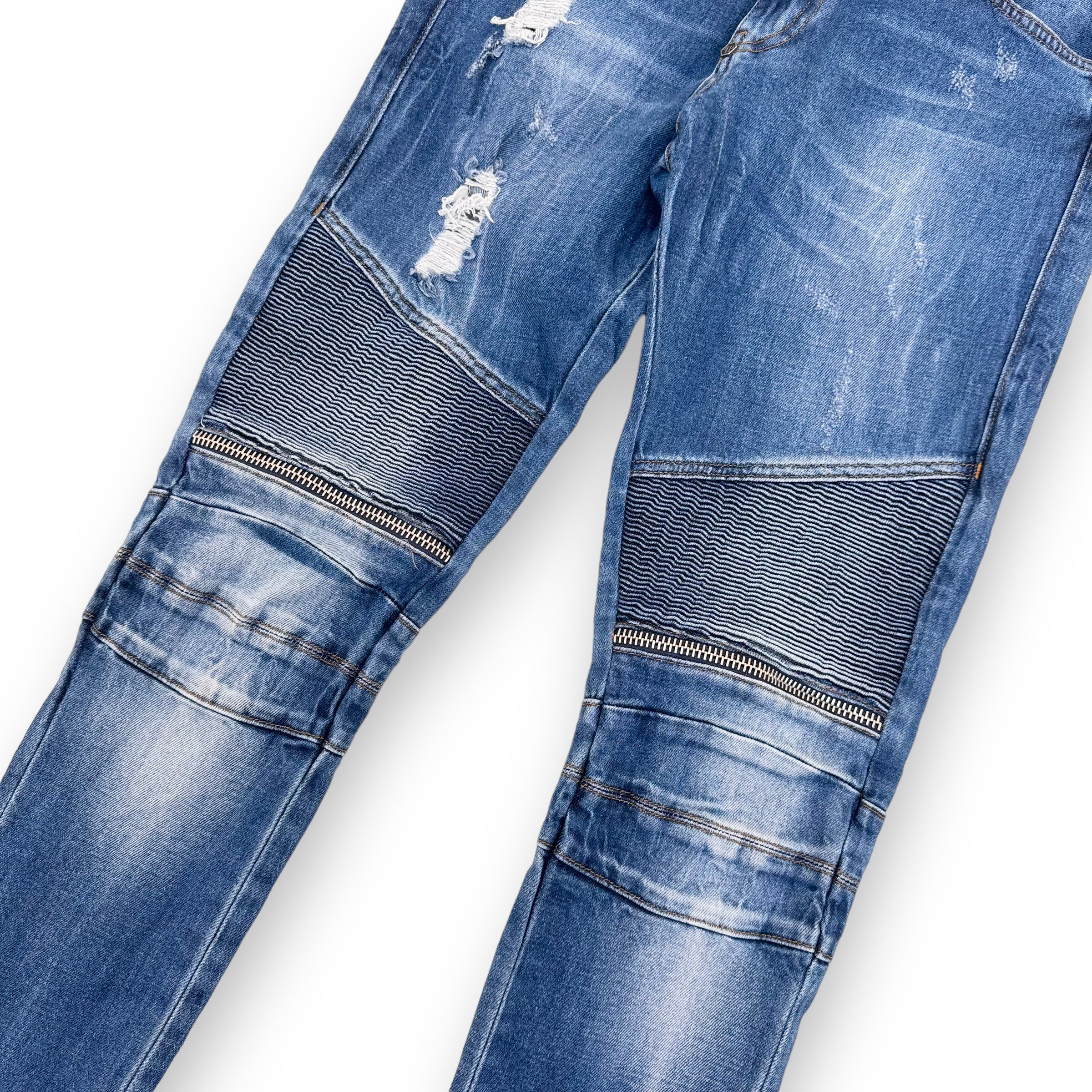 PHILIPP PLEIN BIKER DENIM JEANS BLUE 31W