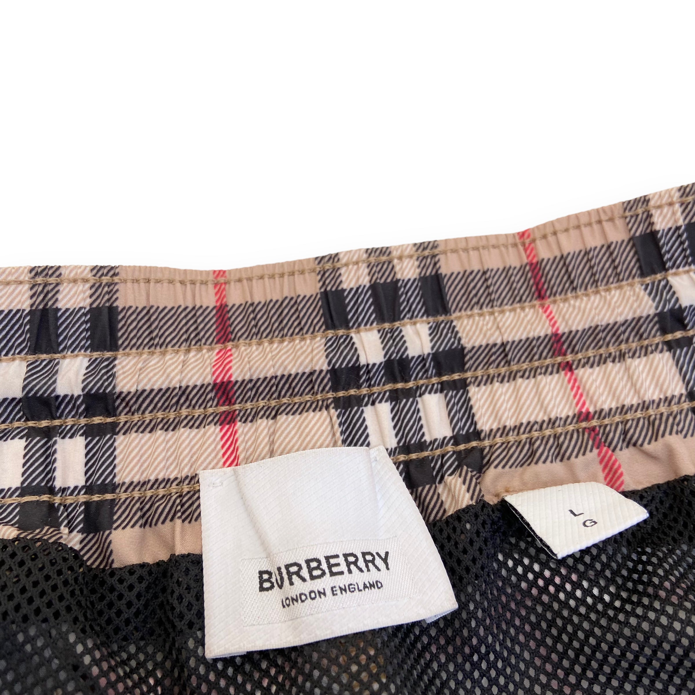 BURBERRY CHECK DRAWCORD SWIM SHORTS L