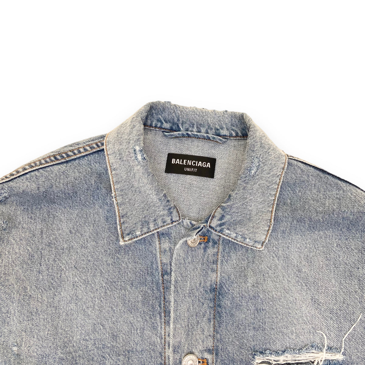 BALENCIAGA OVERSIZED BARCODE LOGO DENIM JACKET BLUE XS