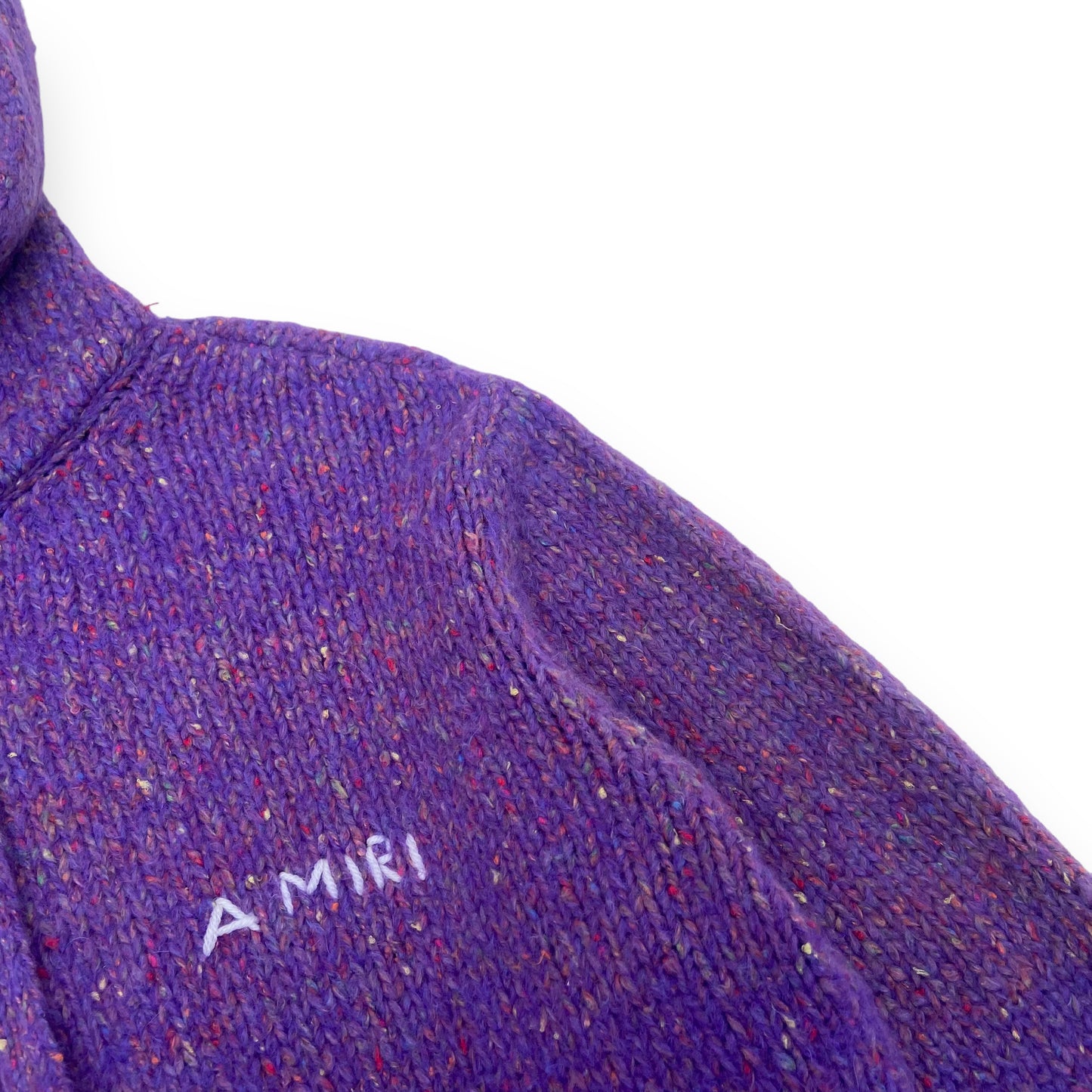 AMIRI ALPACA SPACE DYE KNIT HOODIE PURPLE M