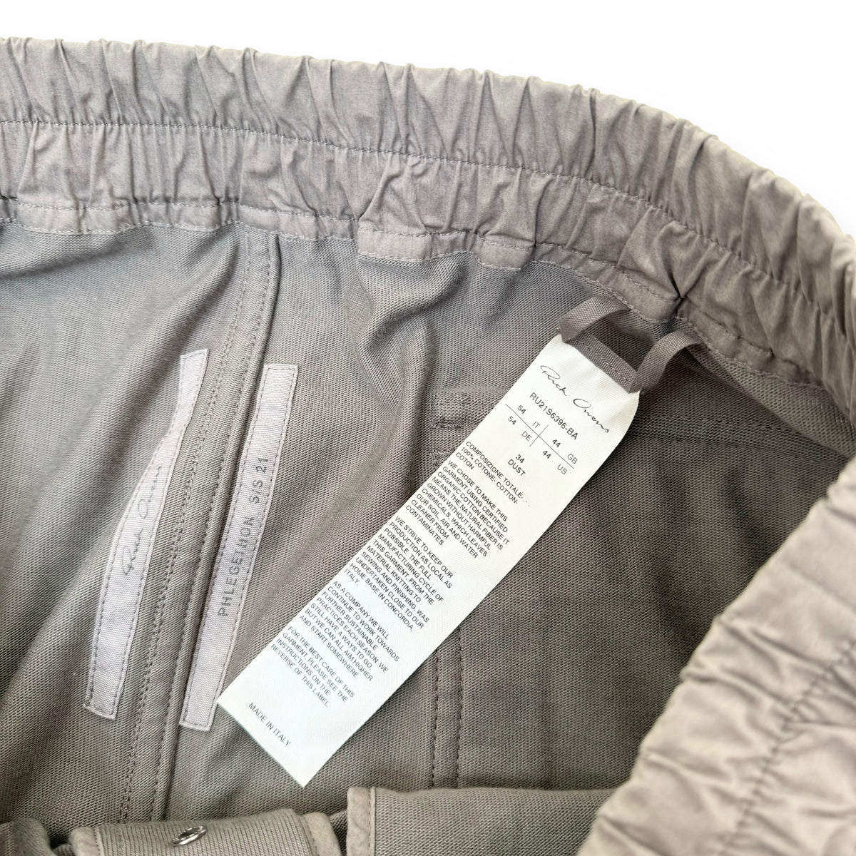 RICK OWENS MASTODAN TAPERED COTTON-JERSEY DRAWSTRING CARGO PANTS GREY XL