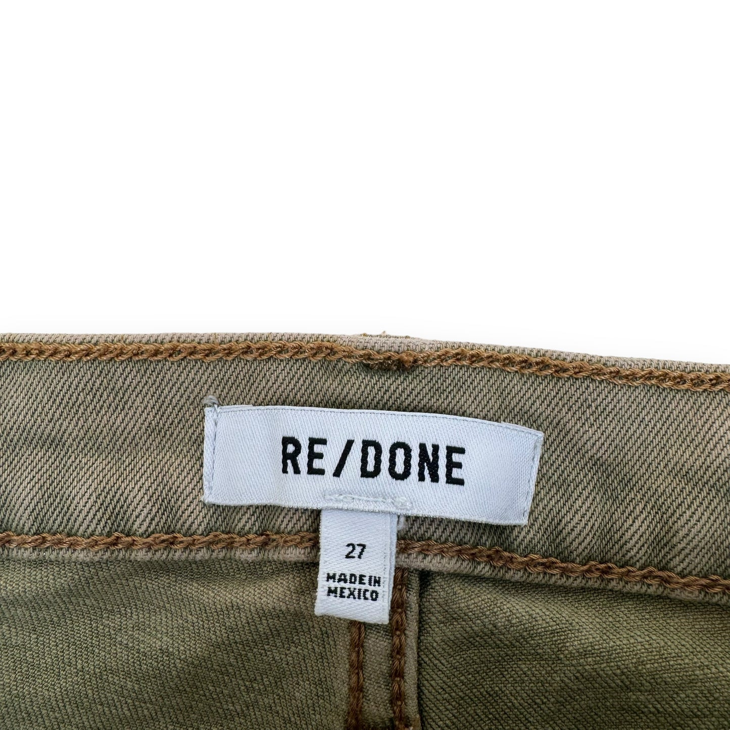 RE-DONE 70’S HIGH RISE STOVE PIPE RAW WASHED DENIM JEANS GREEN 27”