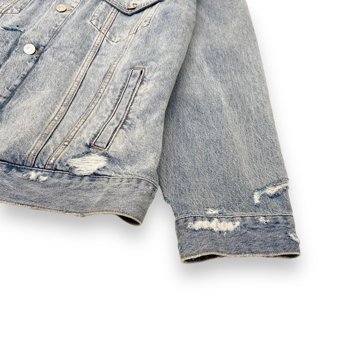 BALENCIAGA OVERSIZED BARCODE LOGO DENIM JACKET BLUE XS