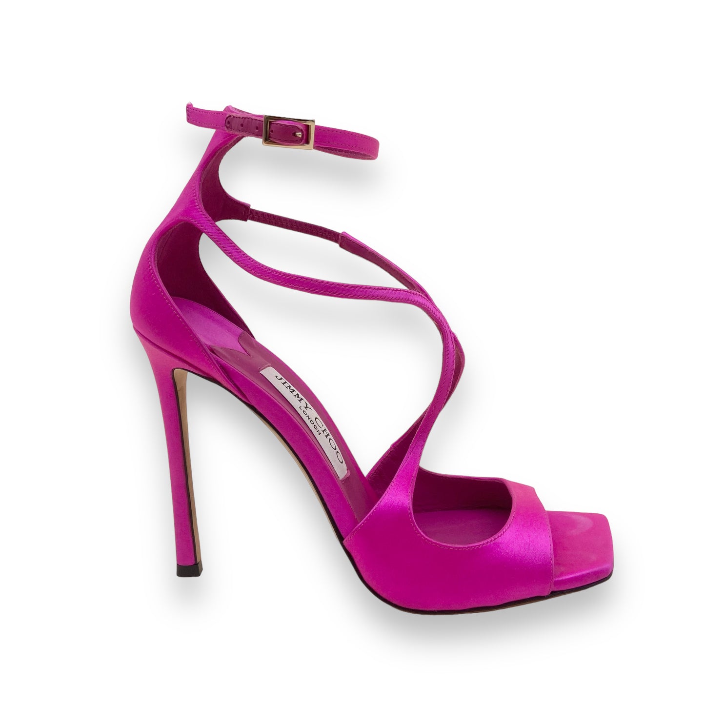 JIMMY CHOO AZIA 95 SATIN HEELS FUCHSIA UK5