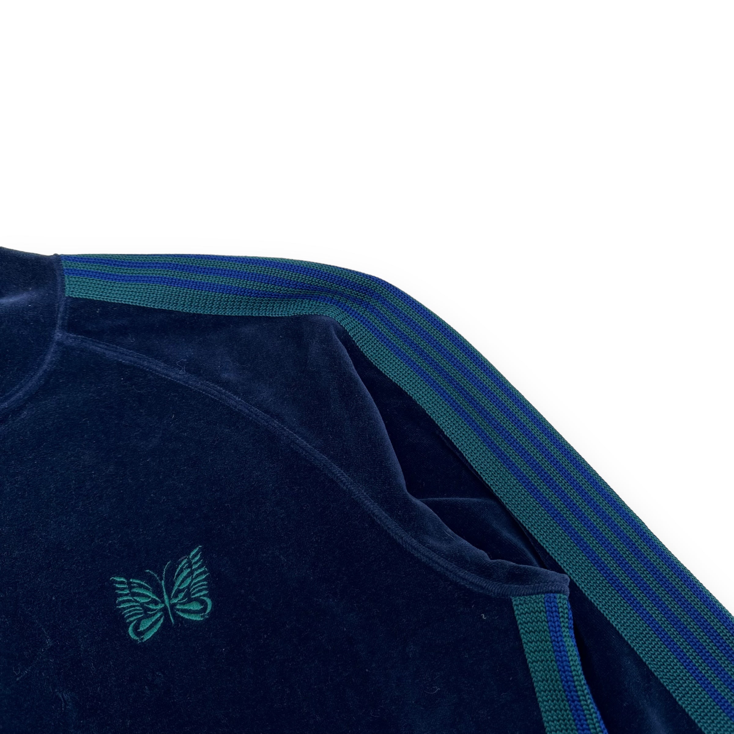 NEEDLES VELOUR TRACK JACKET NAVY / GREEN M