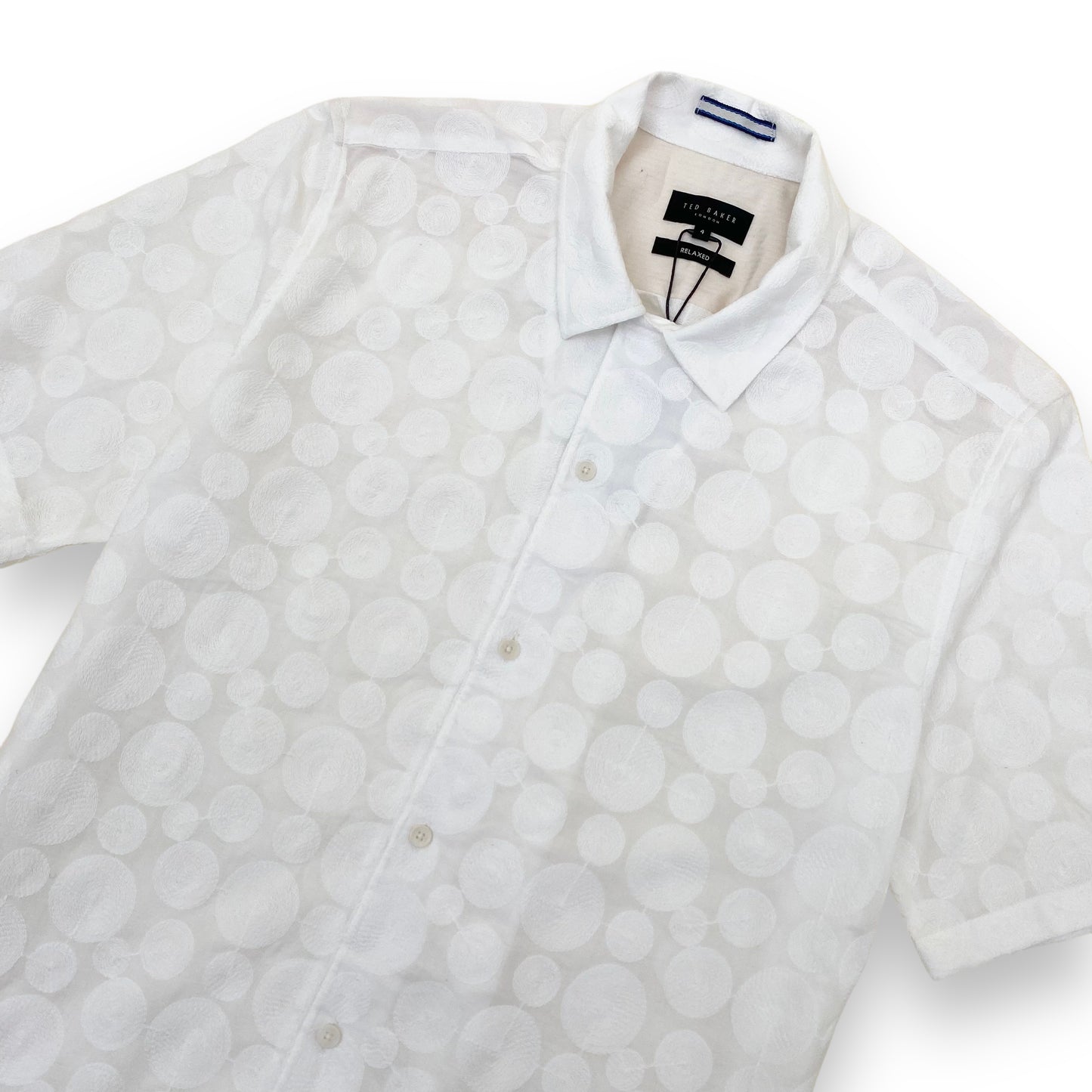 TED BAKER RELAXED FIT EMBROIDERED SHIRT WHITE L