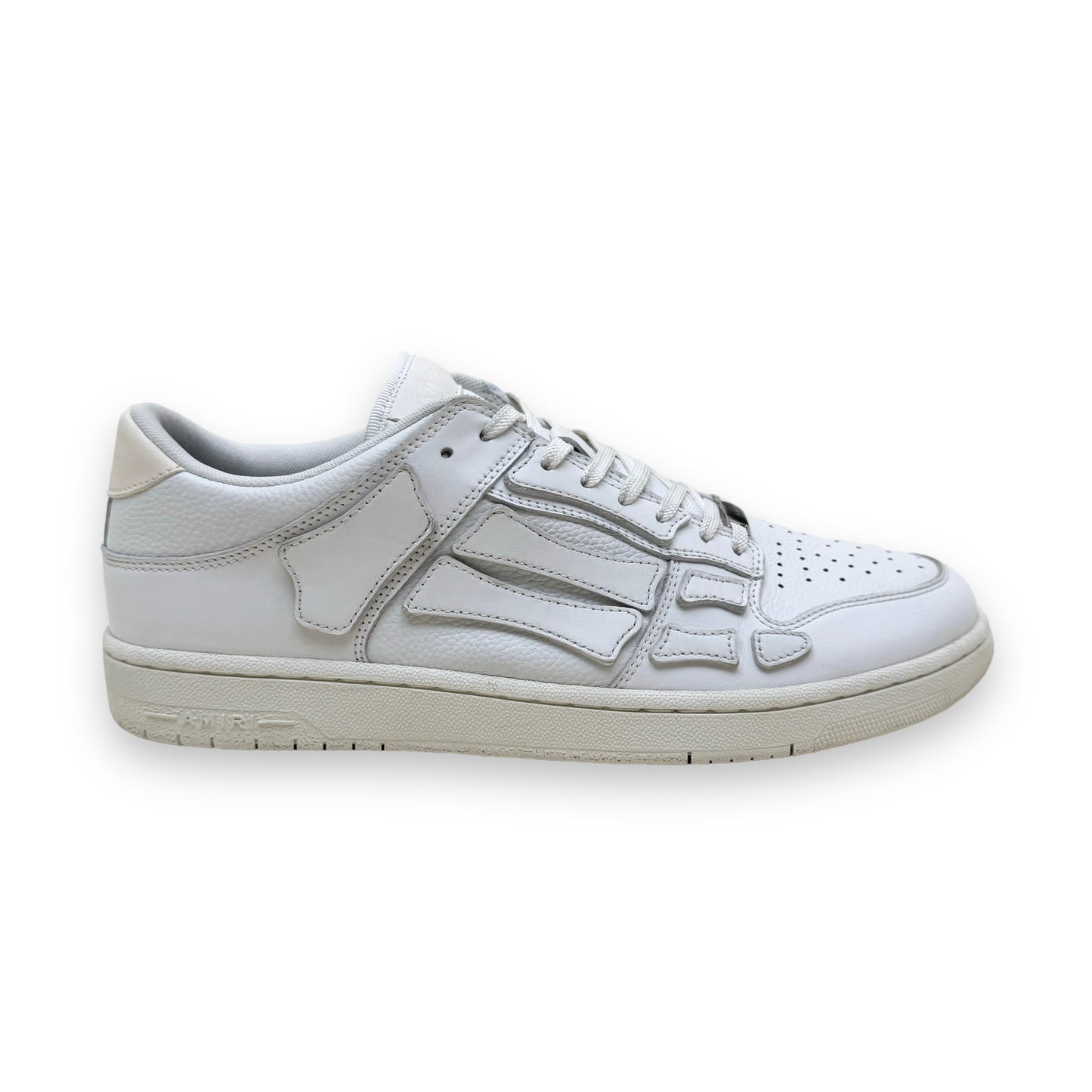 AMIRI SKELETOP LEATHER LOW TOP SNEAKERS WHITE UK12