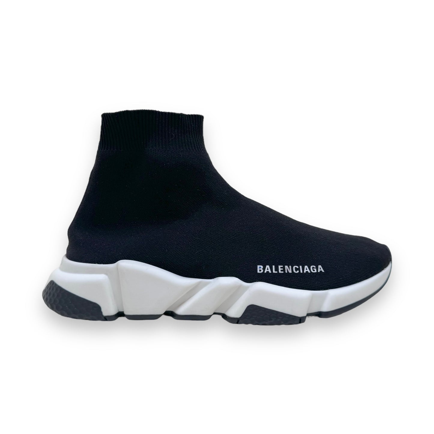 BALENCIAGA SPEED RECYCLED KNIT SNEAKERS WHITE / BLACK UK8