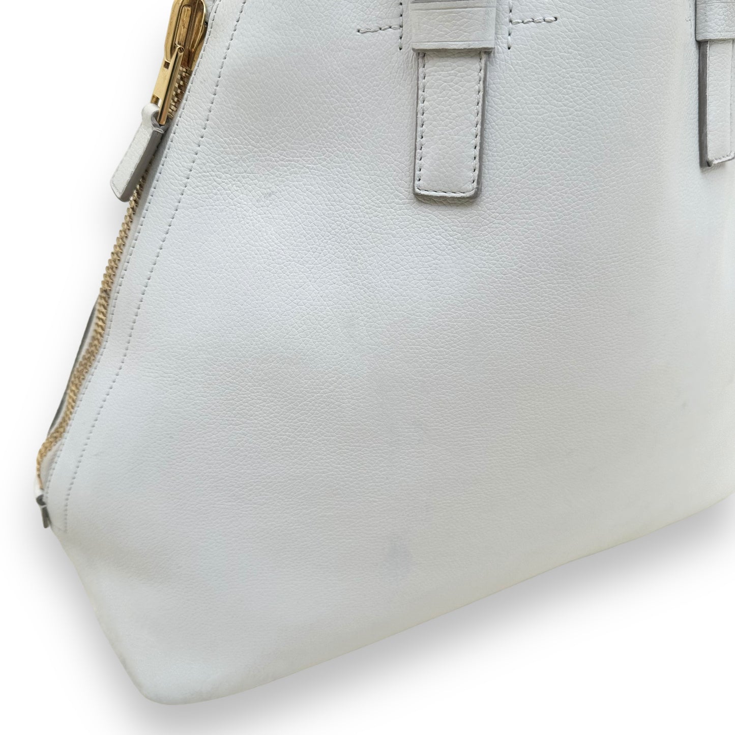 TOM FORD JENNIFER ZIP TOTE LEATHER BAG WHITE / GOLD M