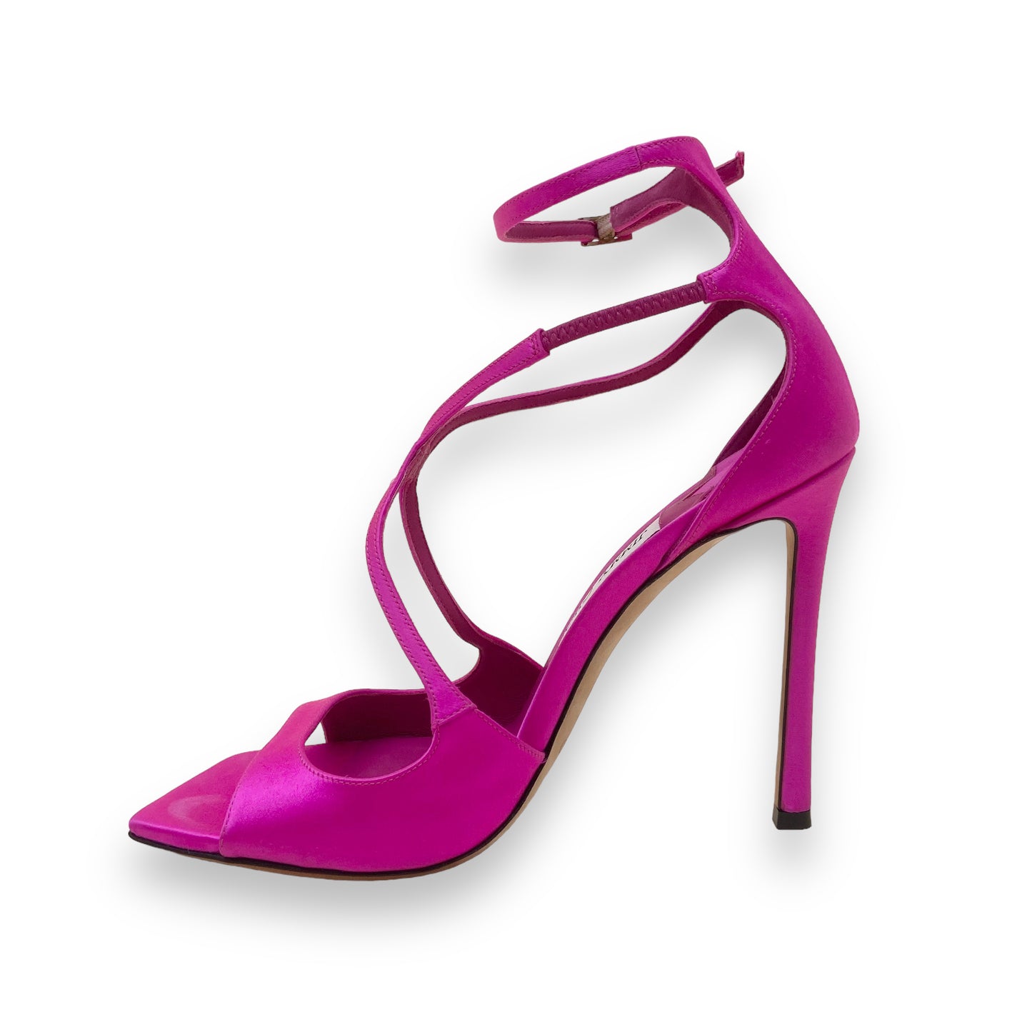 JIMMY CHOO AZIA 95 SATIN HEELS FUCHSIA UK5