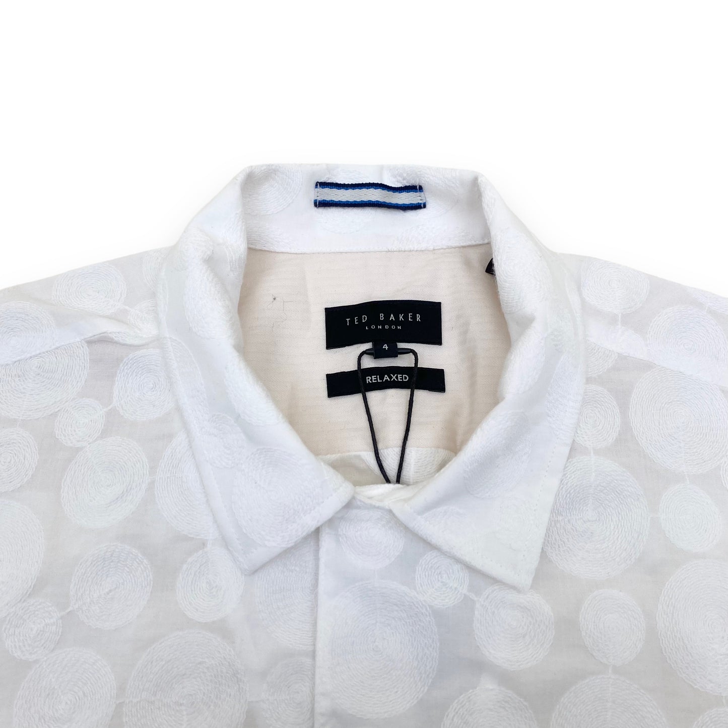 TED BAKER RELAXED FIT EMBROIDERED SHIRT WHITE L