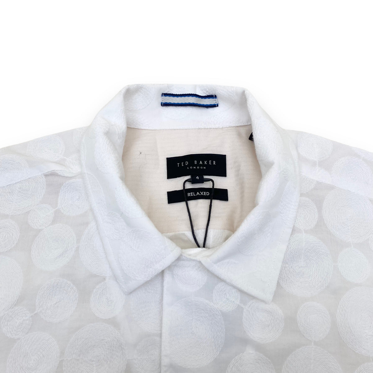 TED BAKER RELAXED FIT EMBROIDERED SHIRT WHITE L