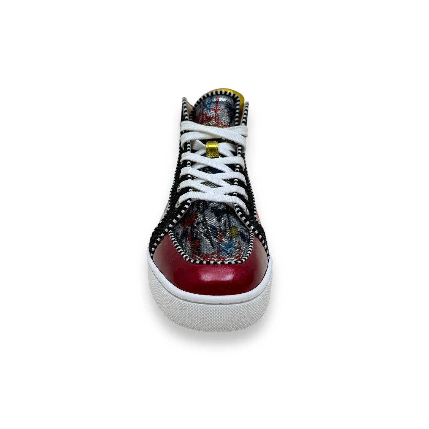 CHRISTIAN LOUBOUTIN GRAFFITI SEQUIN / LEATHER RANTUS ORLATO HIGH TOP SNEAKERS UK9