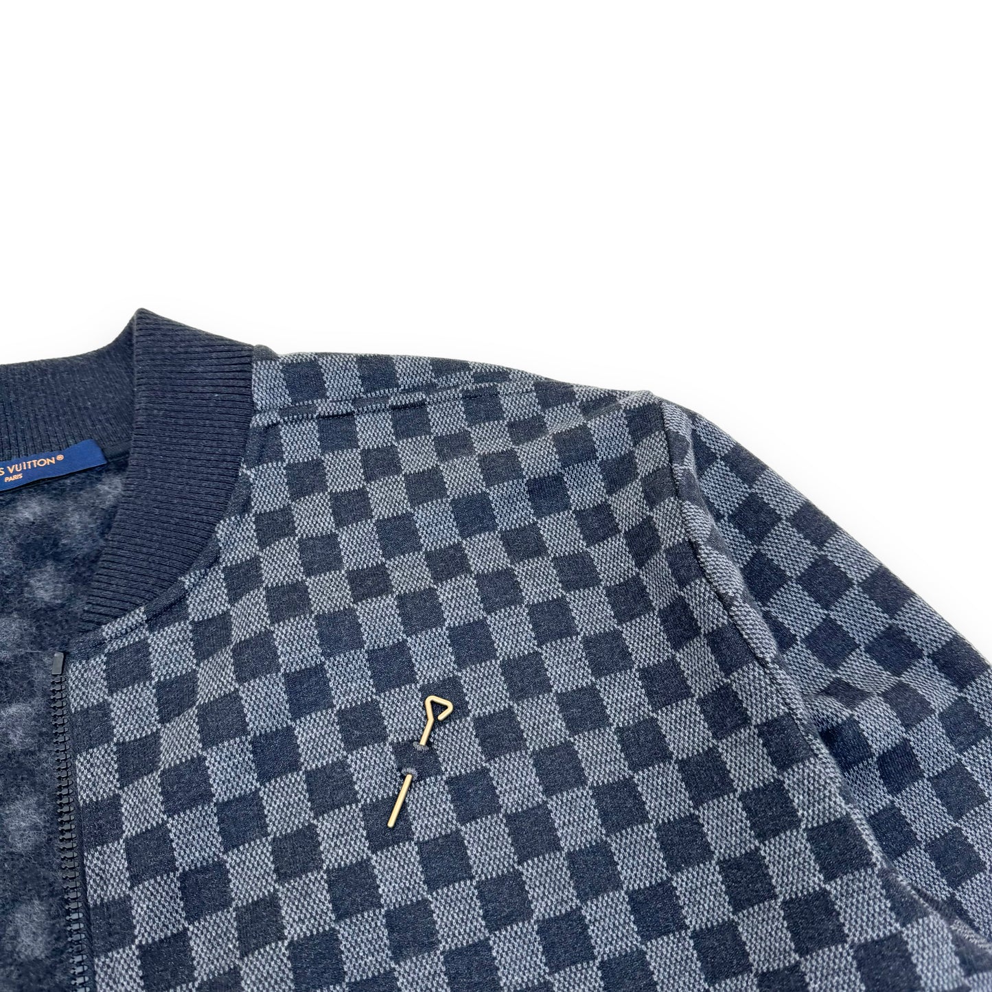 LOUIS VUITTON DAMIER JACQUARD ZIP-THROUGH BOMBER GREY L