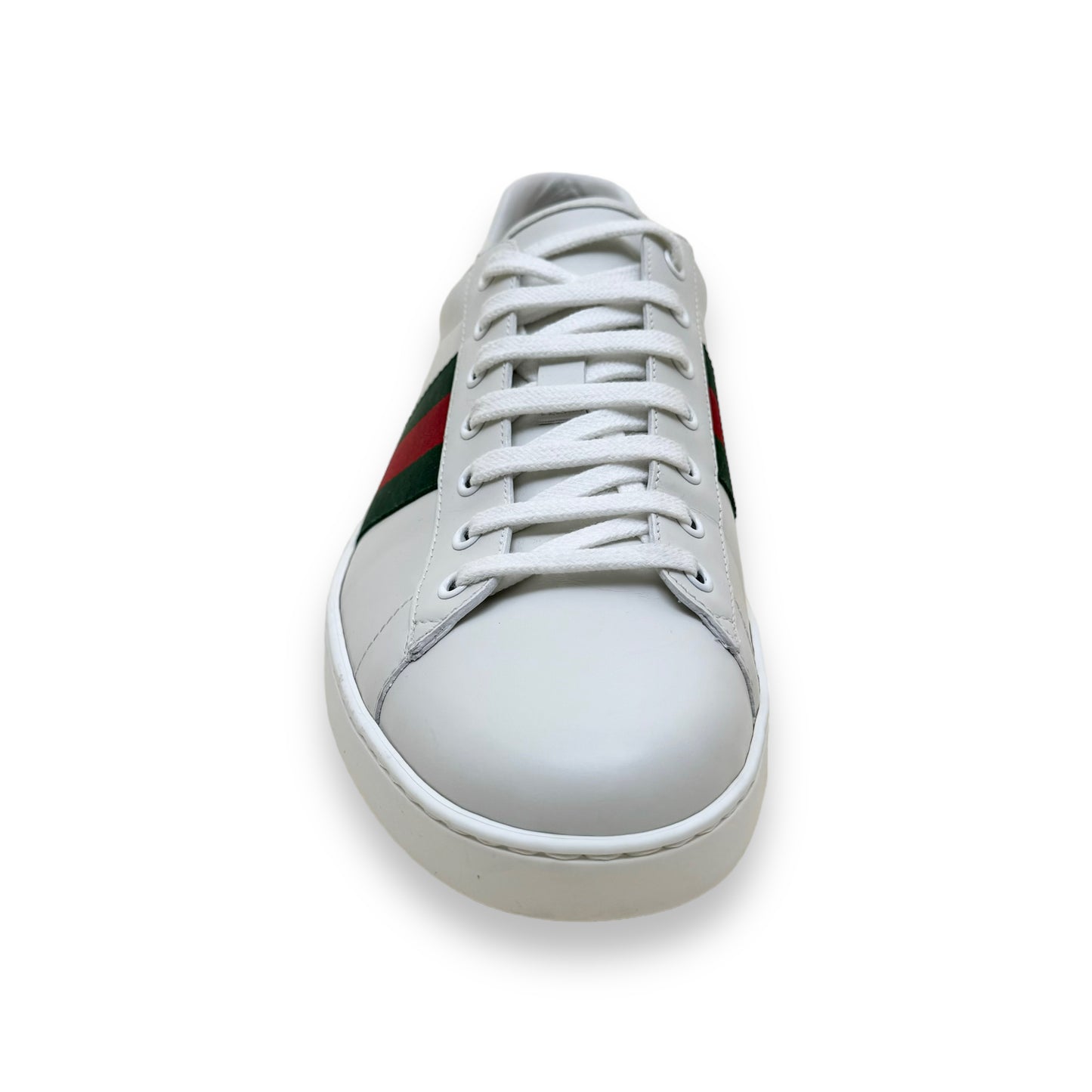 GUCCI ACE LOW TOP LEATHER WEB SNEAKERS WHITE UK11