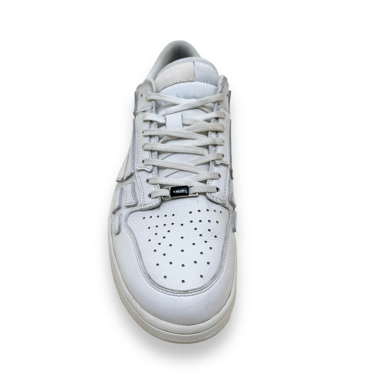 AMIRI SKELETOP LEATHER LOW TOP SNEAKERS WHITE UK12