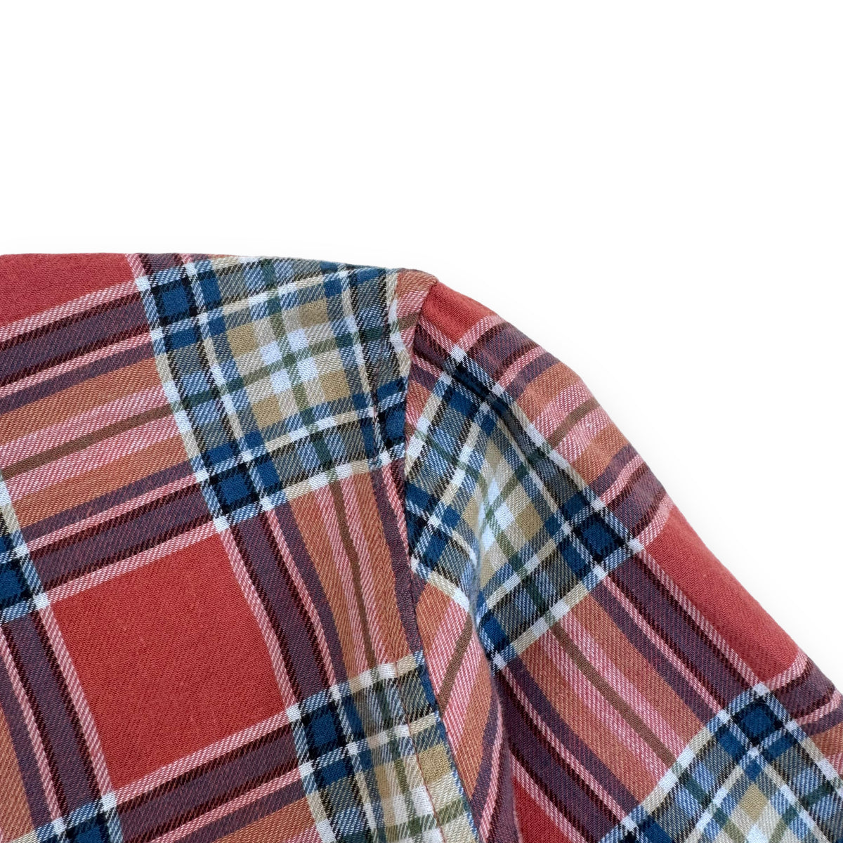 AMIRI LOGO-APPLIQUÉ DISTRESSED CHECKED COTTON / LINEN FLANNEL SHIRT ORANGE XS