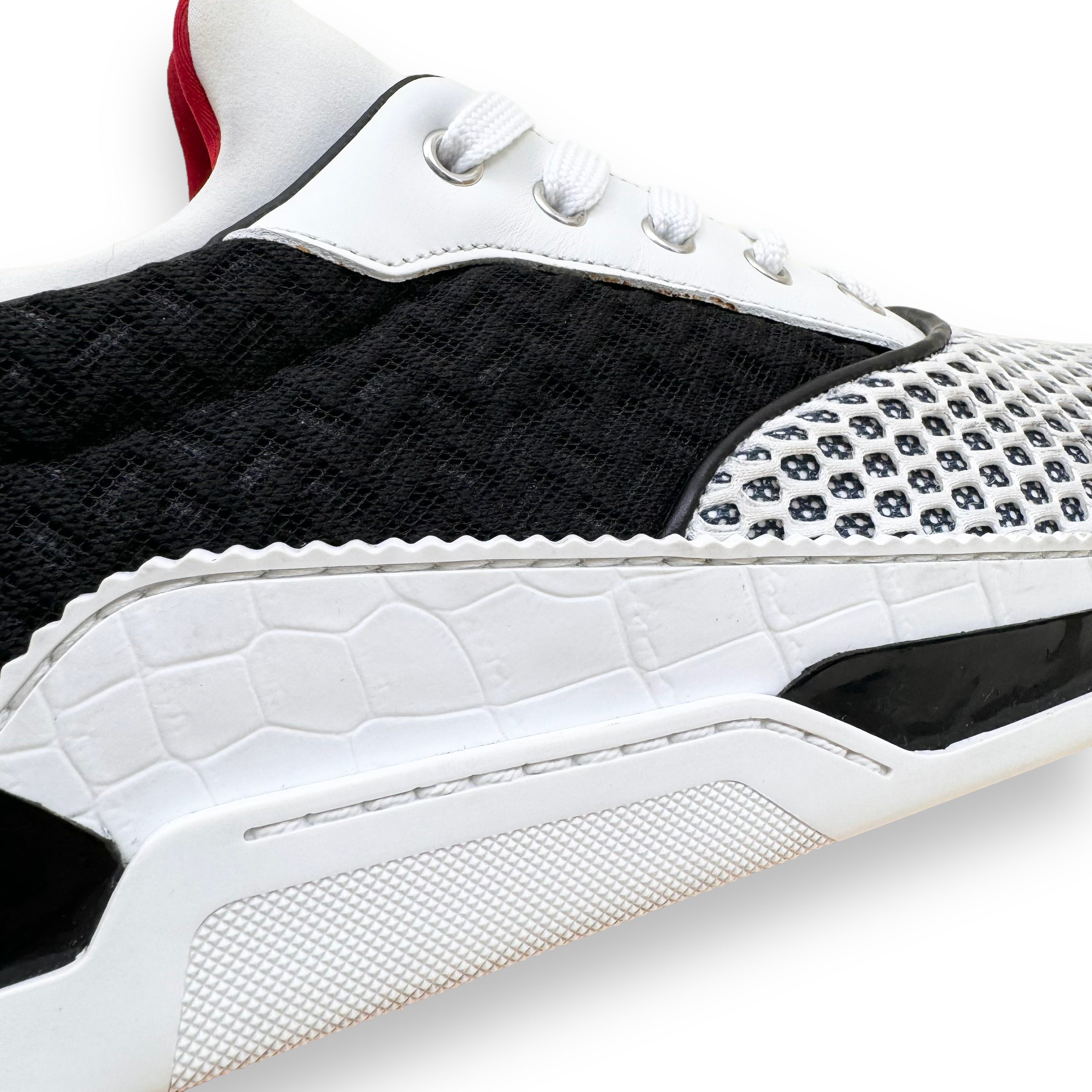 CHRISTIAN LOUBOUTIN AURELIEN LEATHER / MESH LOW TOP SNEAKERS UK10.5