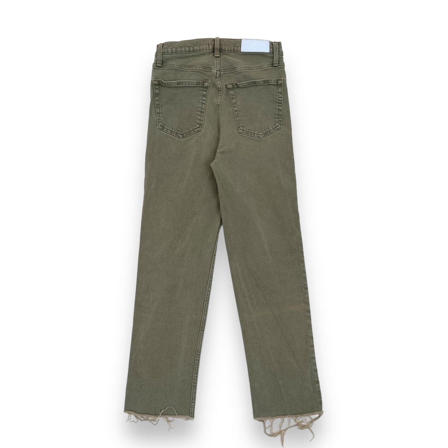 RE-DONE 70’S HIGH RISE STOVE PIPE RAW WASHED DENIM JEANS GREEN 27”