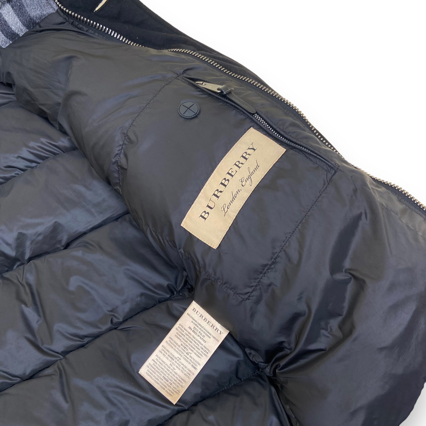 BURBERRY DOWN FILLED CASHMERE PUFFER JACKET BLACK XS
