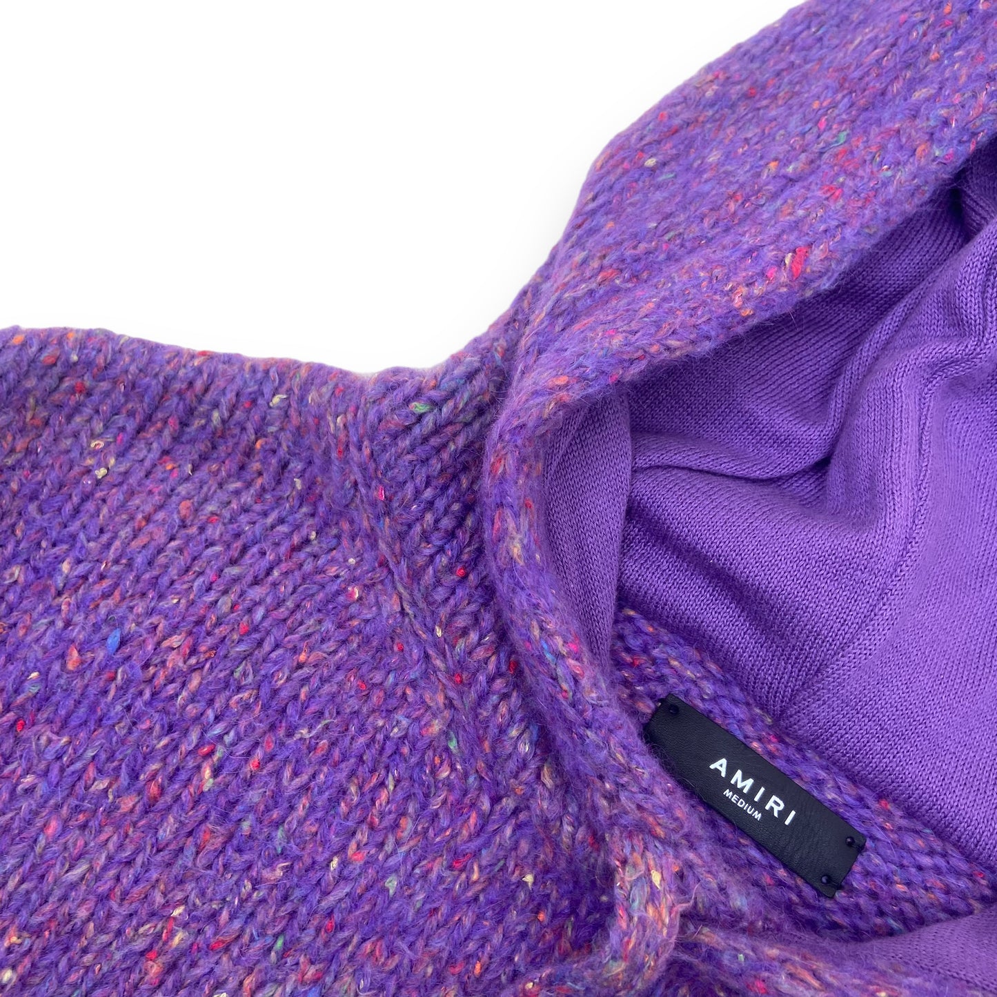 AMIRI ALPACA SPACE DYE KNIT HOODIE PURPLE M