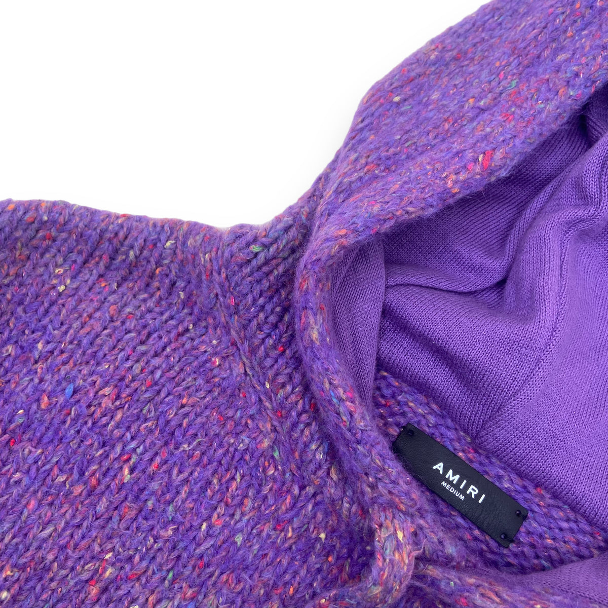 AMIRI ALPACA SPACE DYE KNIT HOODIE PURPLE M