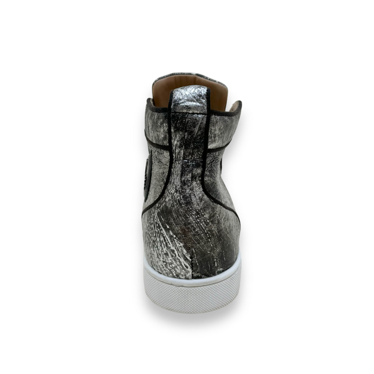 CHRISTIAN LOUBOUTIN HIGH TOP SNEAKERS SILVER UK9