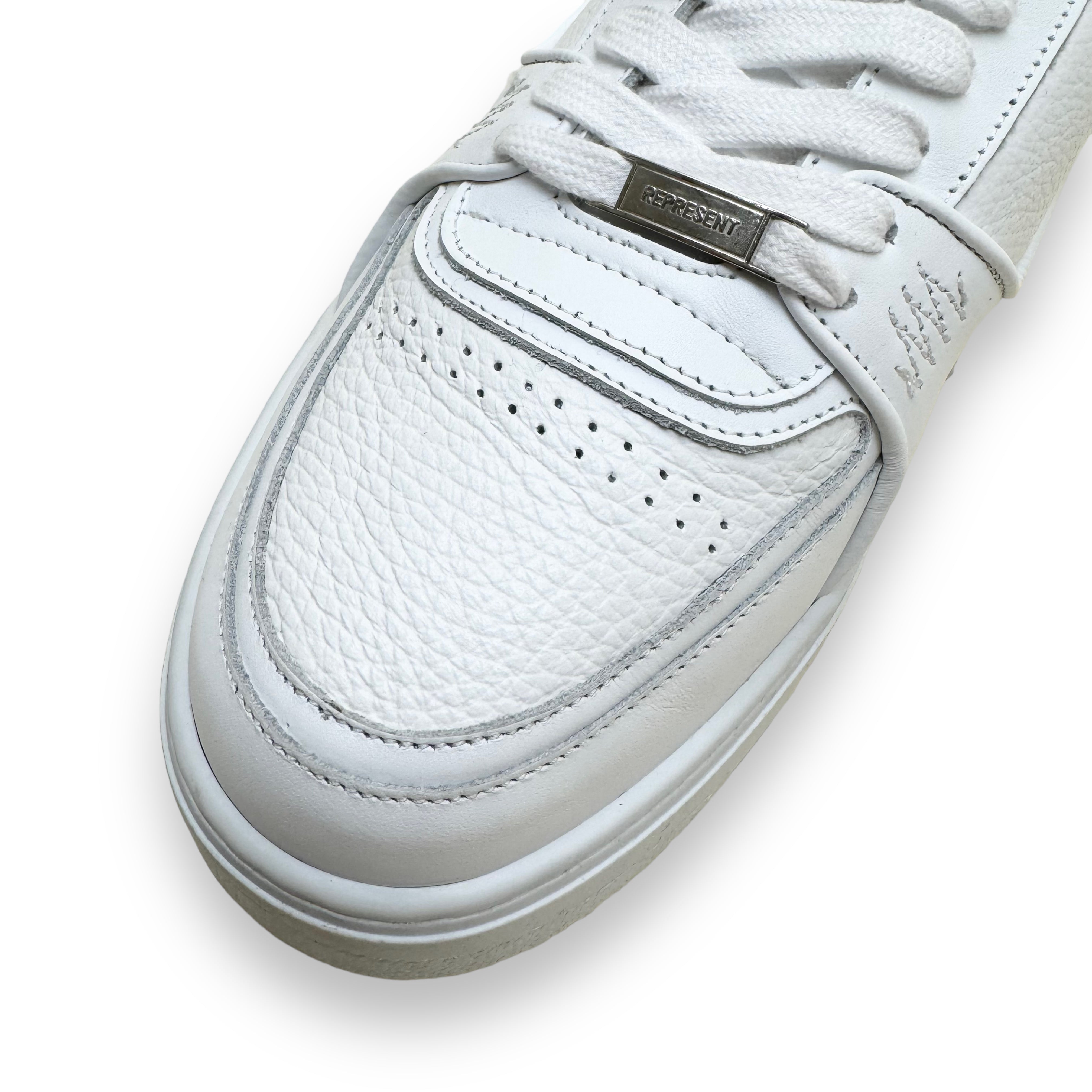 REPRESENT APEX LOW TOP LEATHER SNEAKERS WHITE UK12.5