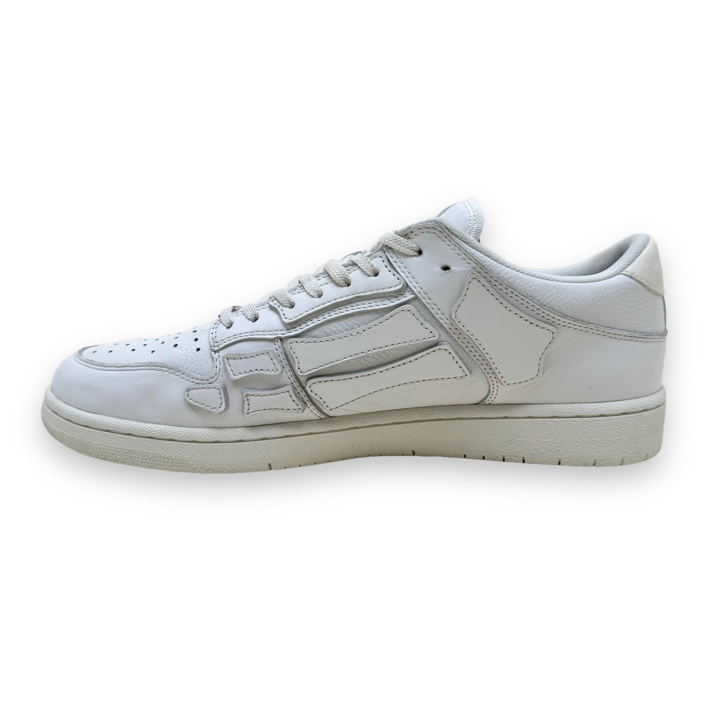 AMIRI SKELETOP LEATHER LOW TOP SNEAKERS WHITE UK12