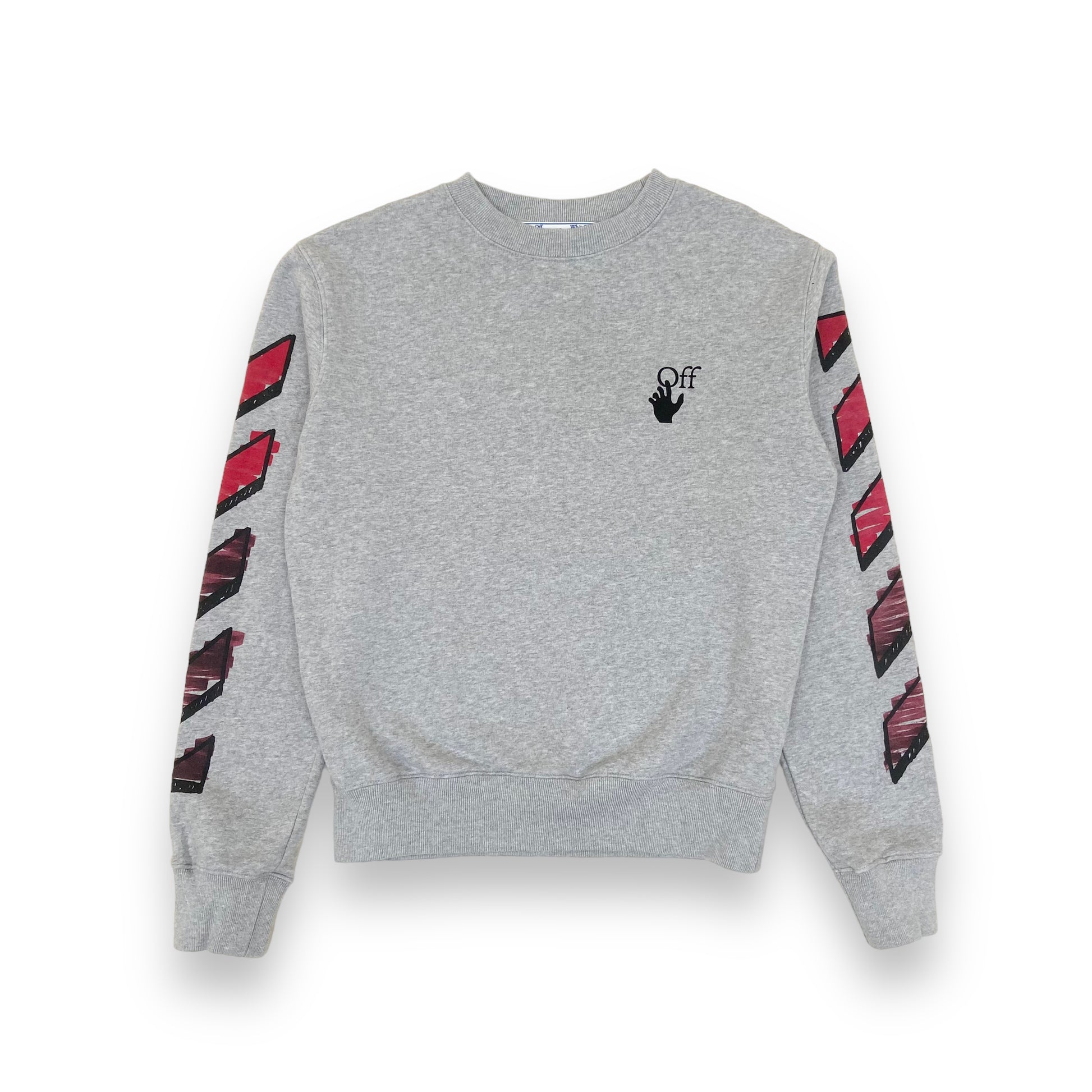 OFF-WHITE GREY / RED MARKER SWEATSHIRT S